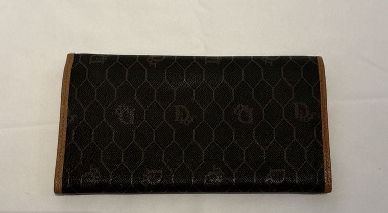 Christian Dior Vintage Honeycomb Long Wallet Brown 3