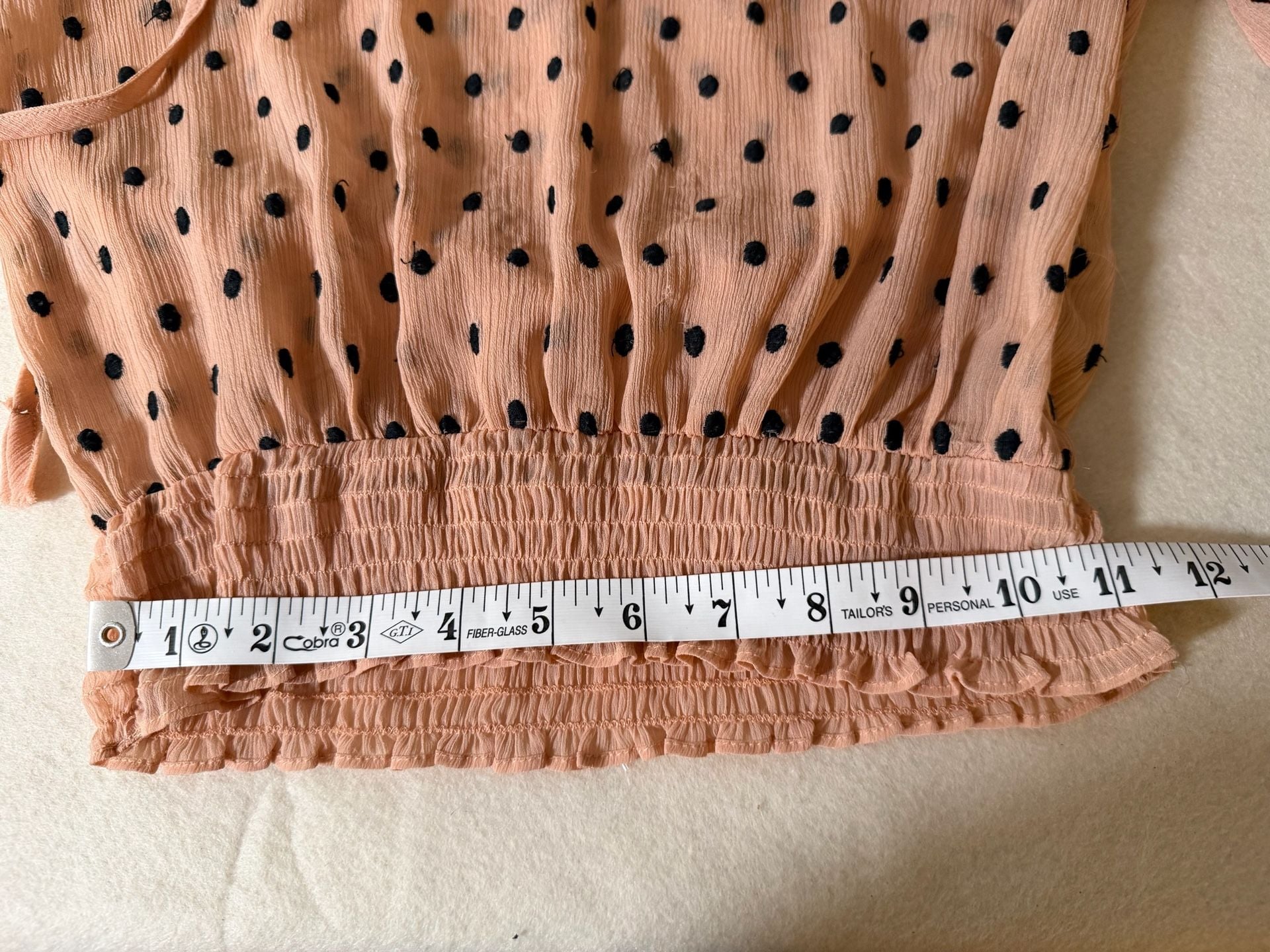 Free People Polka Dot Blouse Size XS Pink Black Long Sleeve Sheer 7