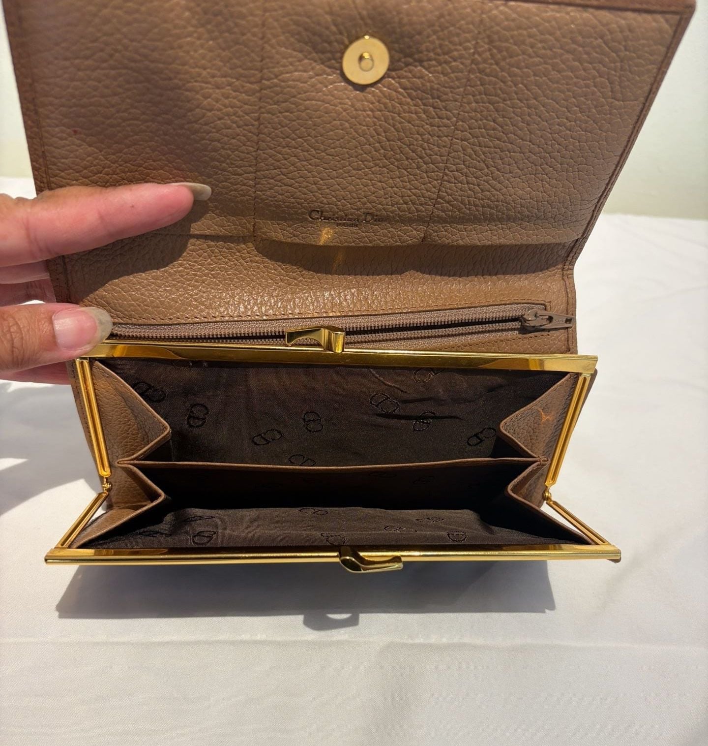 Christian Dior Vintage Honeycomb Long Wallet Brown 8