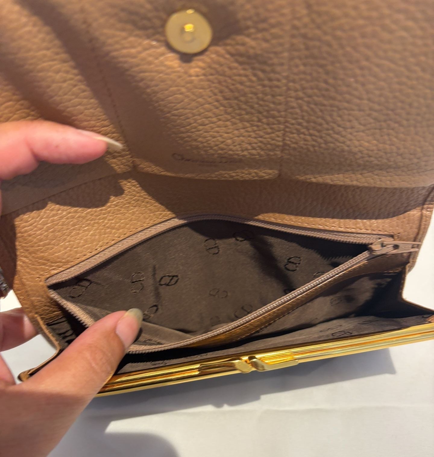 Christian Dior Vintage Honeycomb Long Wallet Brown 9