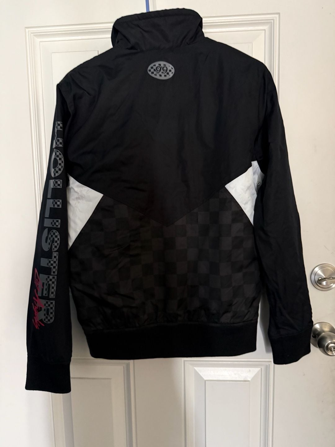 Hollister 1999 Racing Windbreaker Jacket Black White Checkered 3