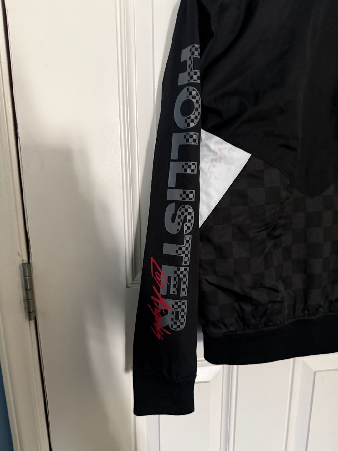 Hollister 1999 Racing Windbreaker Jacket Black White Checkered 4