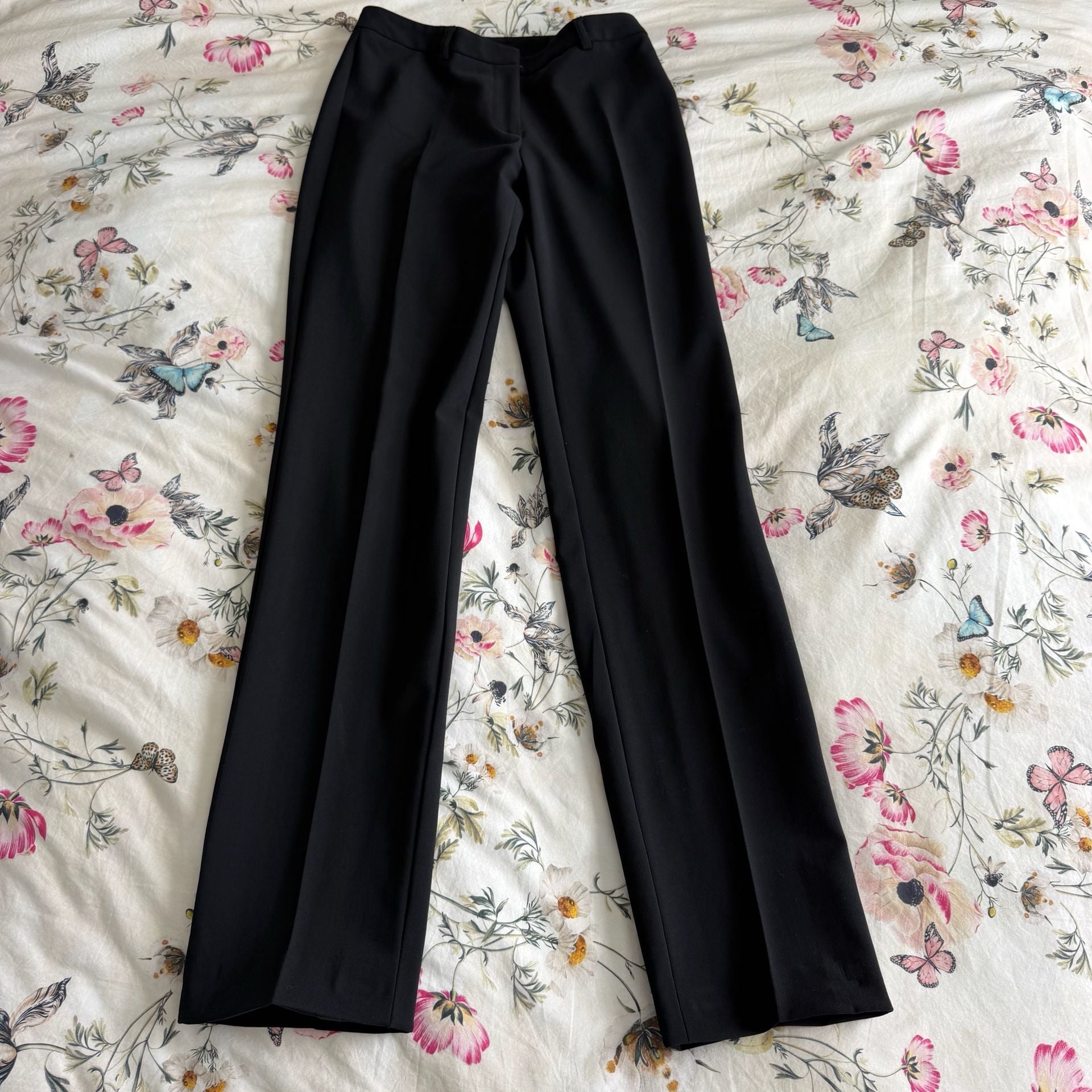 Theory Dress Pants Size 2 Black Wool Blend Tailored Trousers 3