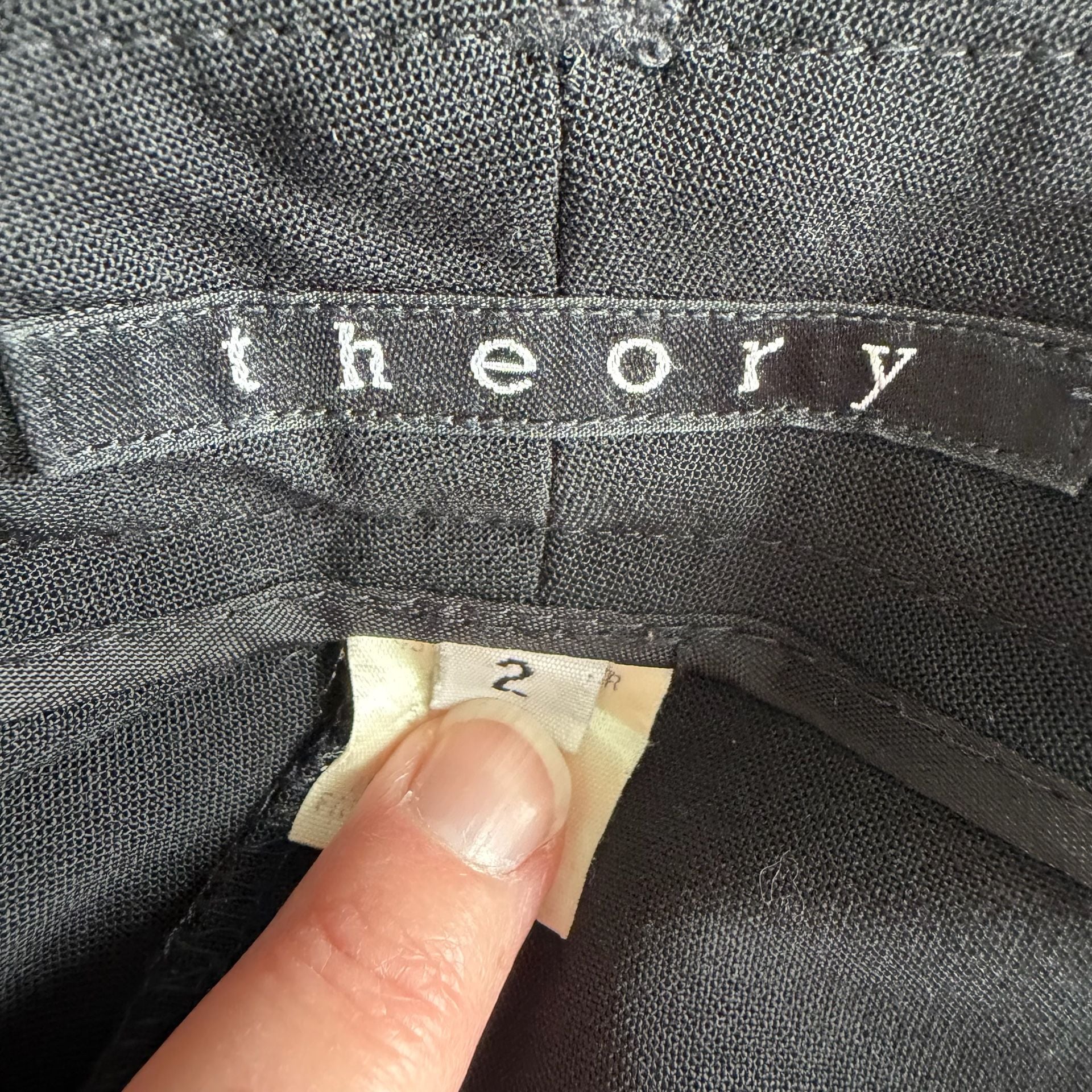 Theory Dress Pants Size 2 Black Wool Blend Tailored Trousers 5