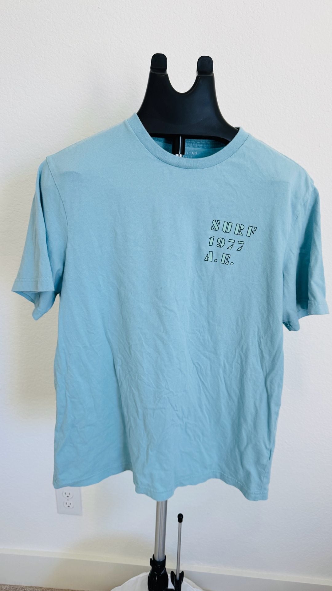 American Eagle Graphic T-Shirt Size M Blue Surf 1977 Short Sleeve 3