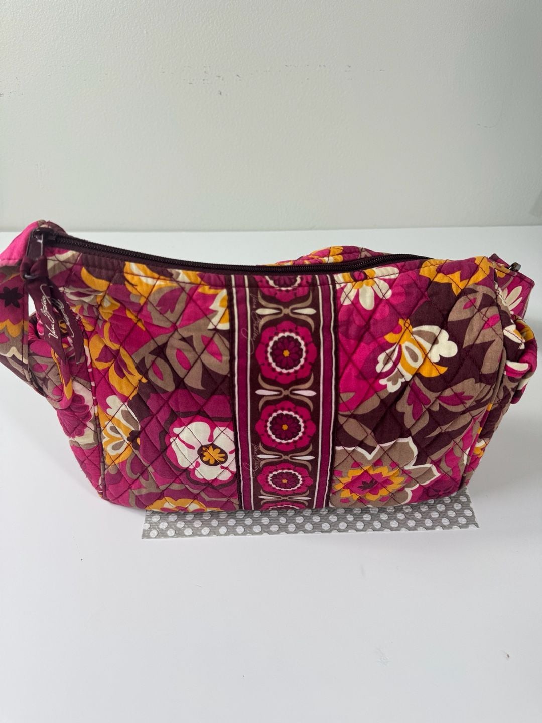 Vera Bradley Quilted Floral Shoulder Bag Pink Brown 6