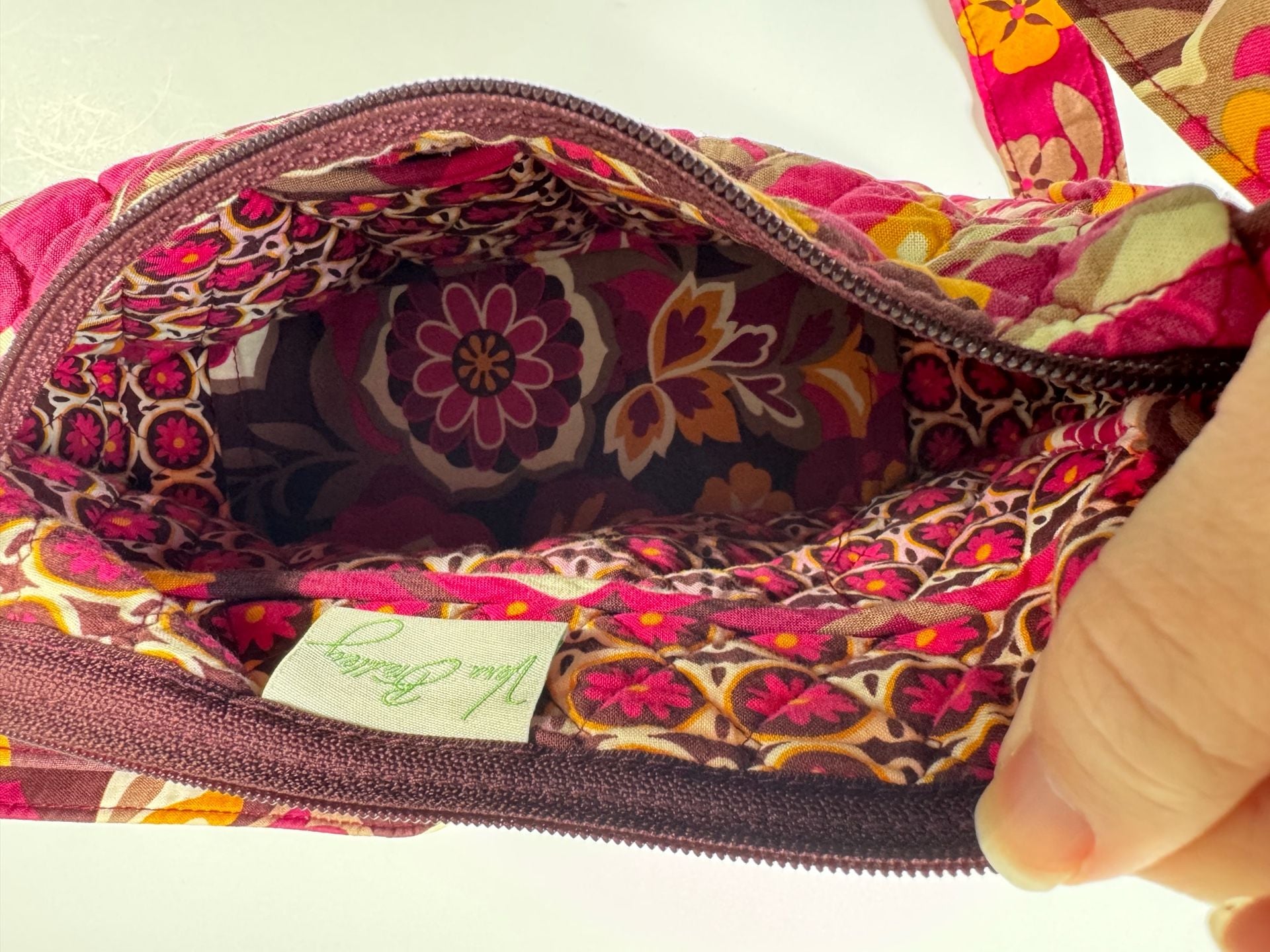 Vera Bradley Quilted Floral Shoulder Bag Pink Brown 8