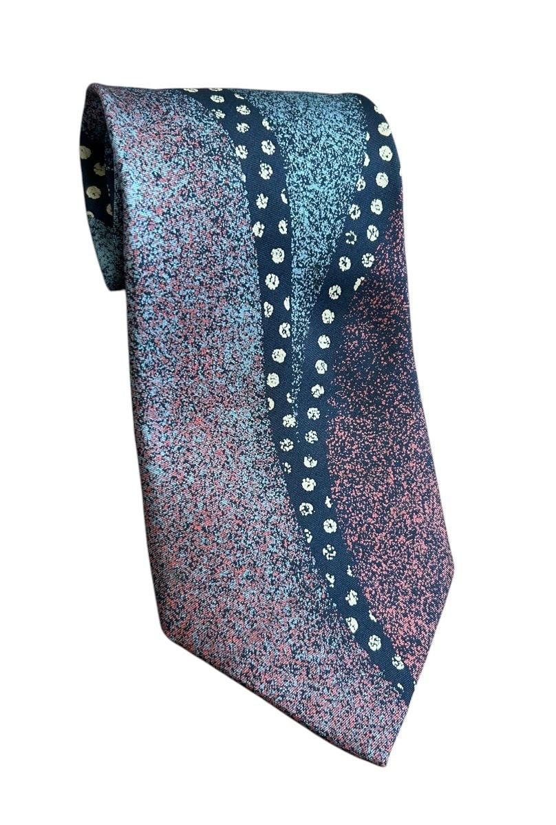 Pierre Balmain Paris Silk Necktie Blue Red Abstract Pattern 1