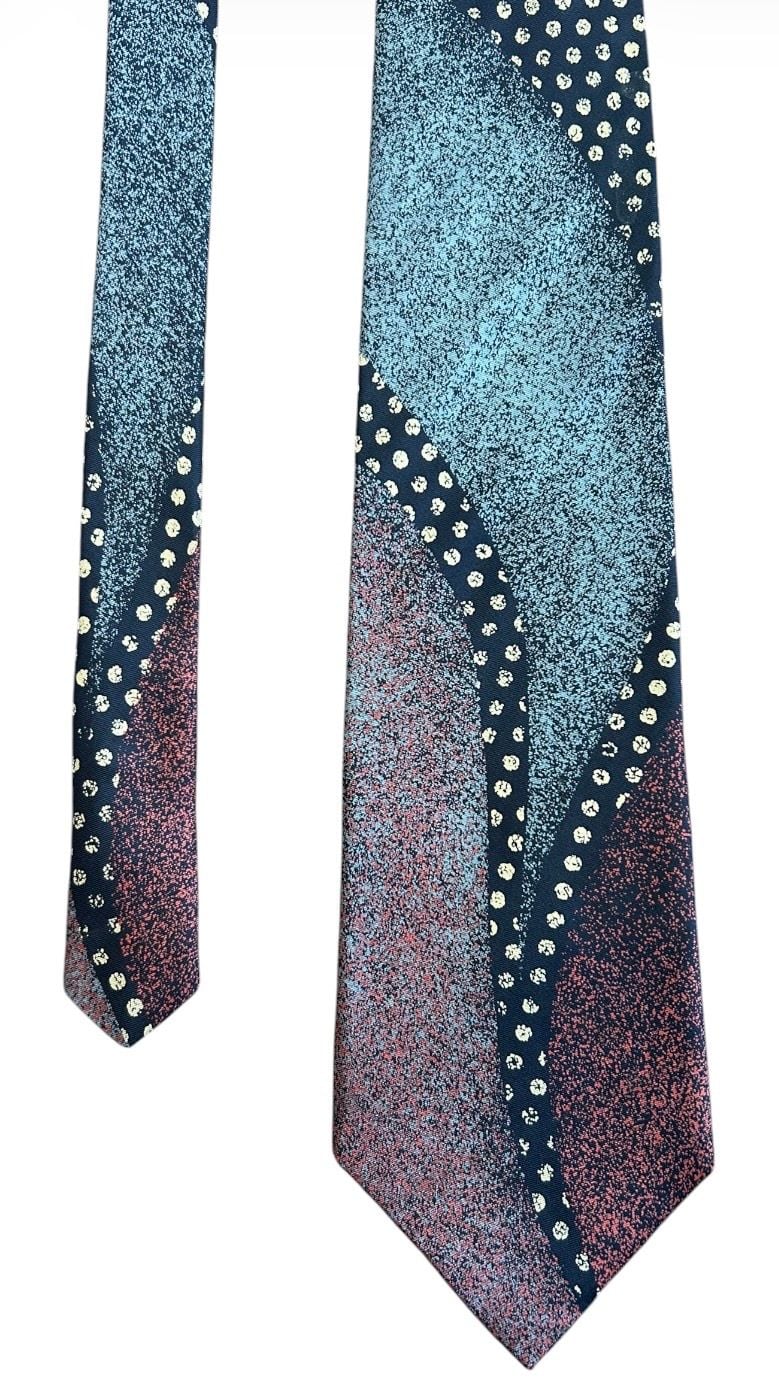 Pierre Balmain Paris Silk Necktie Blue Red Abstract Pattern 2