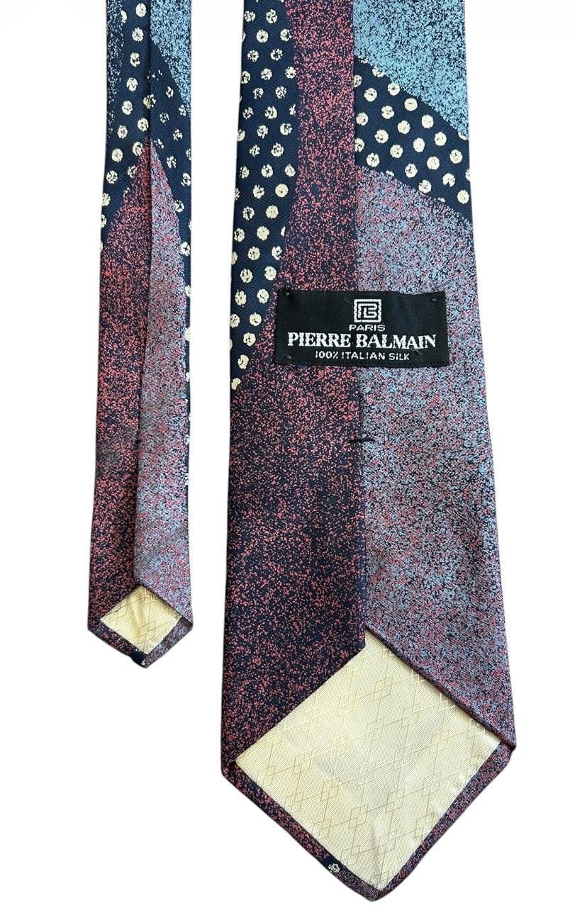 Pierre Balmain Paris Silk Necktie Blue Red Abstract Pattern 3