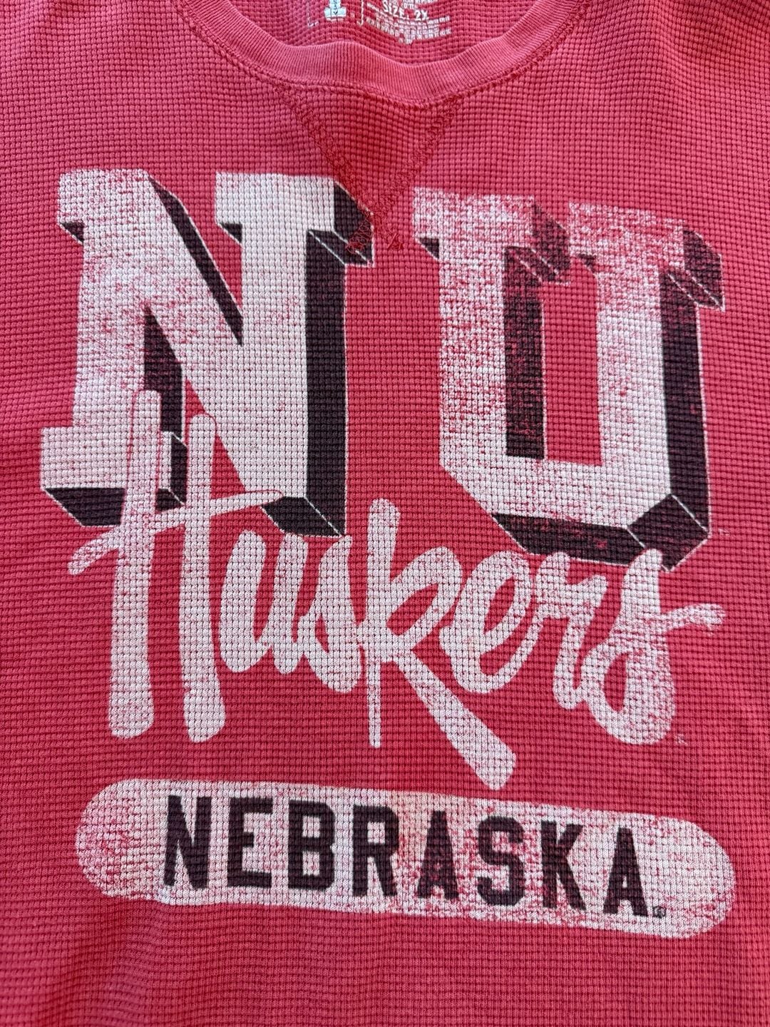 Nebraska Huskers Long Sleeve Waffle Thermal Size 2X 3