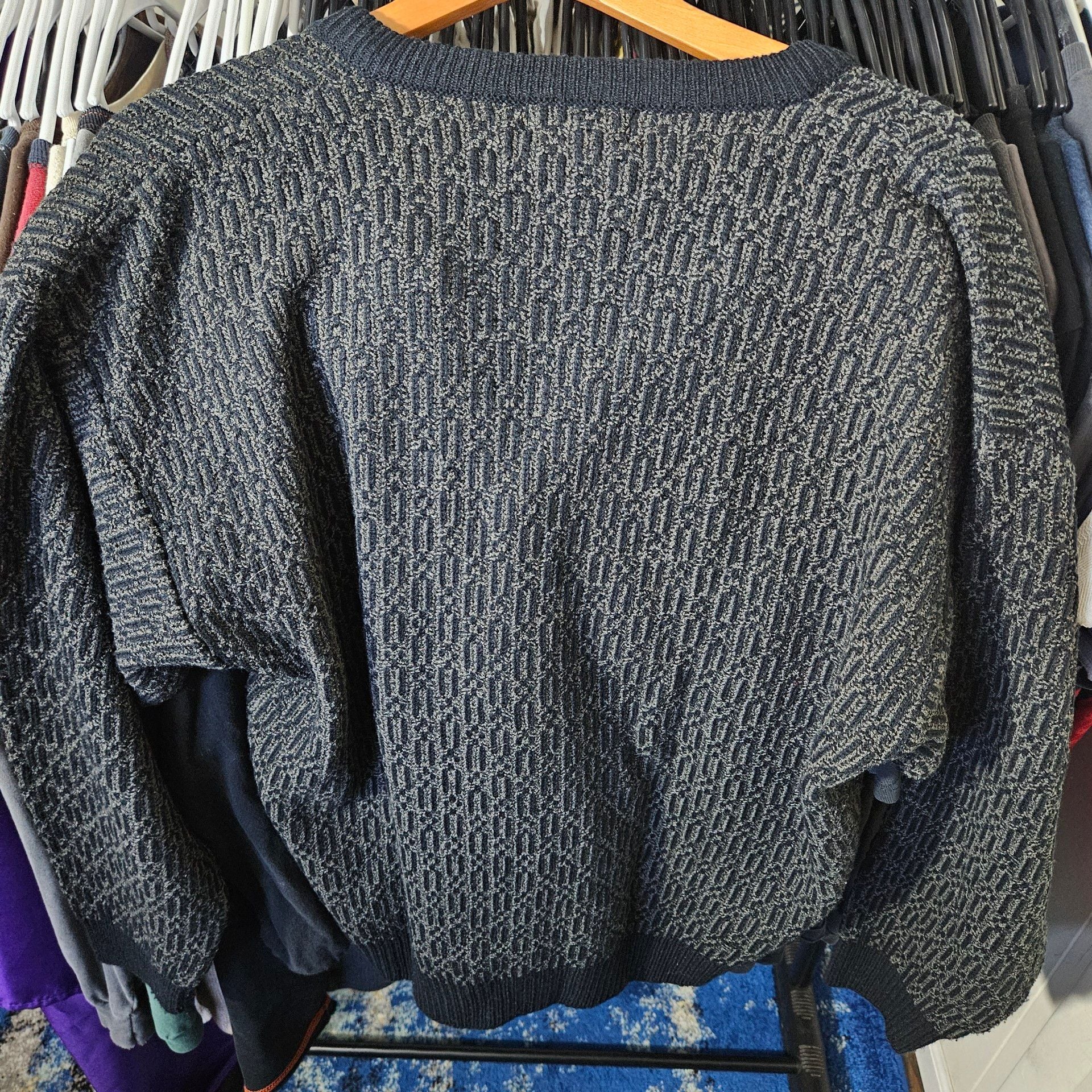 Jantzen Cardigan Sweater Size L Black Gray Geometric V-Neck 6