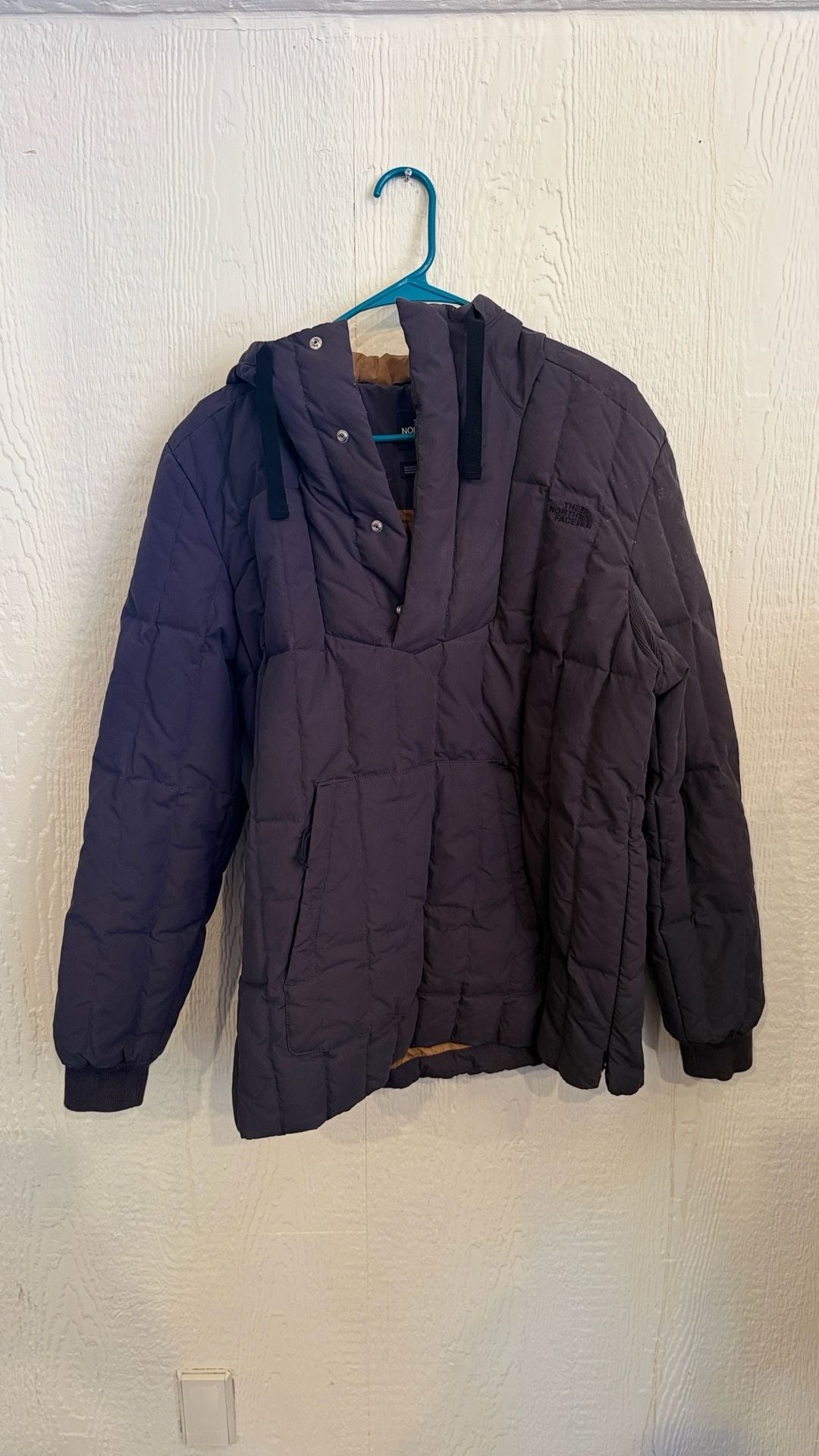 The North Face Down Pullover Jacket Size M Dark Gray Brown Hooded 2