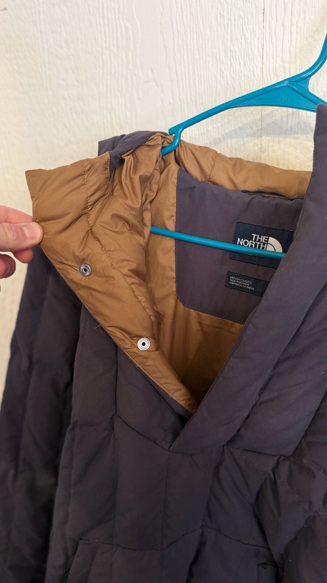 The North Face Down Pullover Jacket Size M Dark Gray Brown Hooded 5