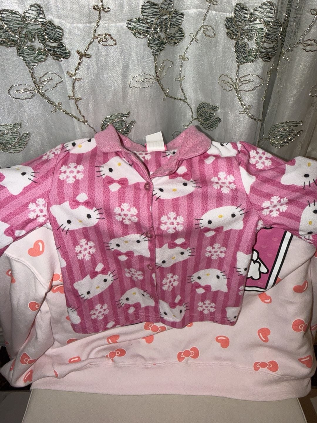 Sanrio Hello Kitty Fleece Pajama Set Size 3/T Pink Snowflakes 2013!! 5