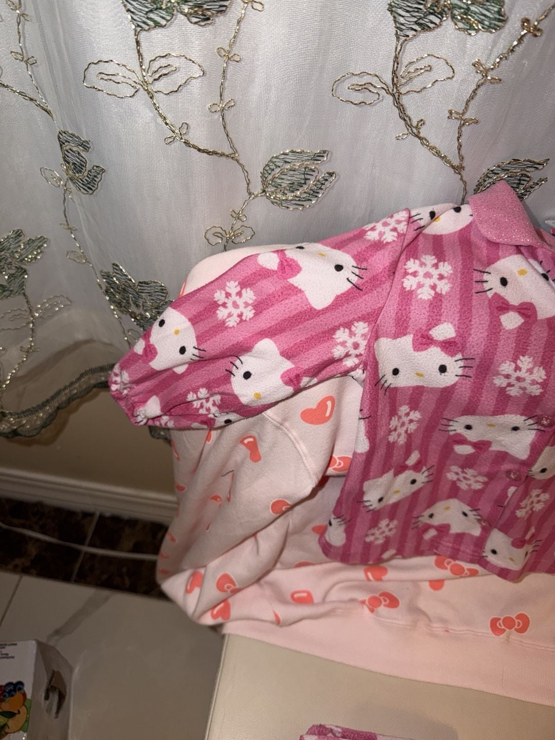 Sanrio Hello Kitty Fleece Pajama Set Size 3/T Pink Snowflakes 2013!! 7
