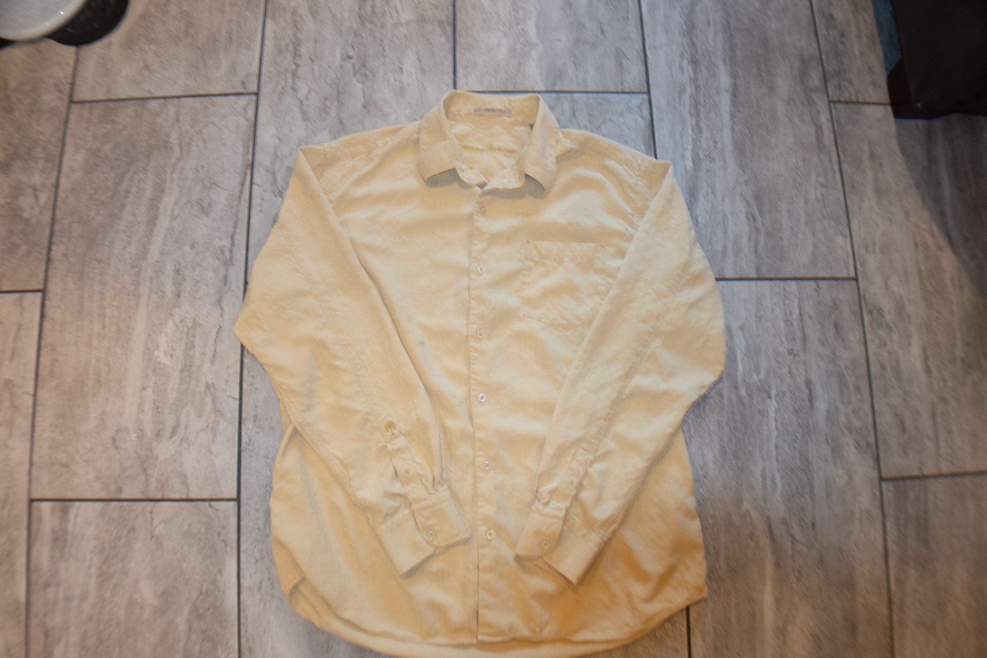 Tommy Bahama Silk Button Down Shirt Size L Yellow Long Sleeve 2