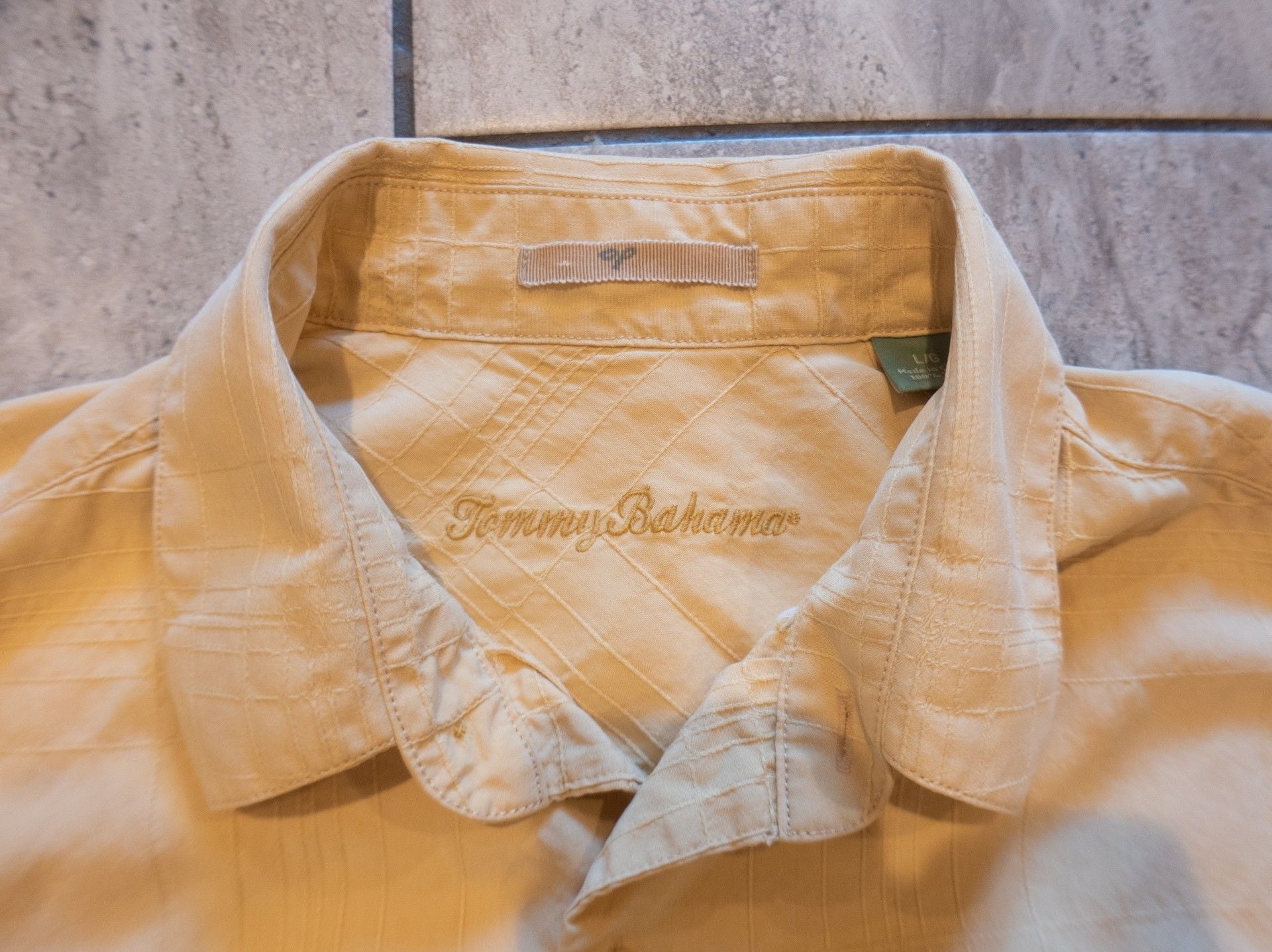 Tommy Bahama Silk Button Down Shirt Size L Yellow Long Sleeve 3
