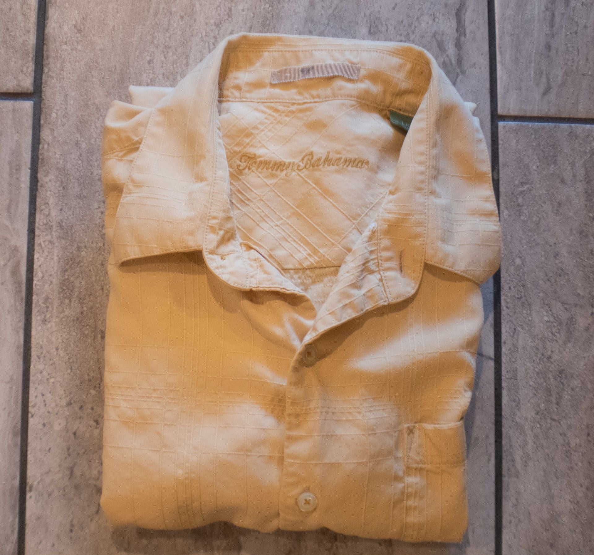 Tommy Bahama Silk Button Down Shirt Size L Yellow Long Sleeve 8