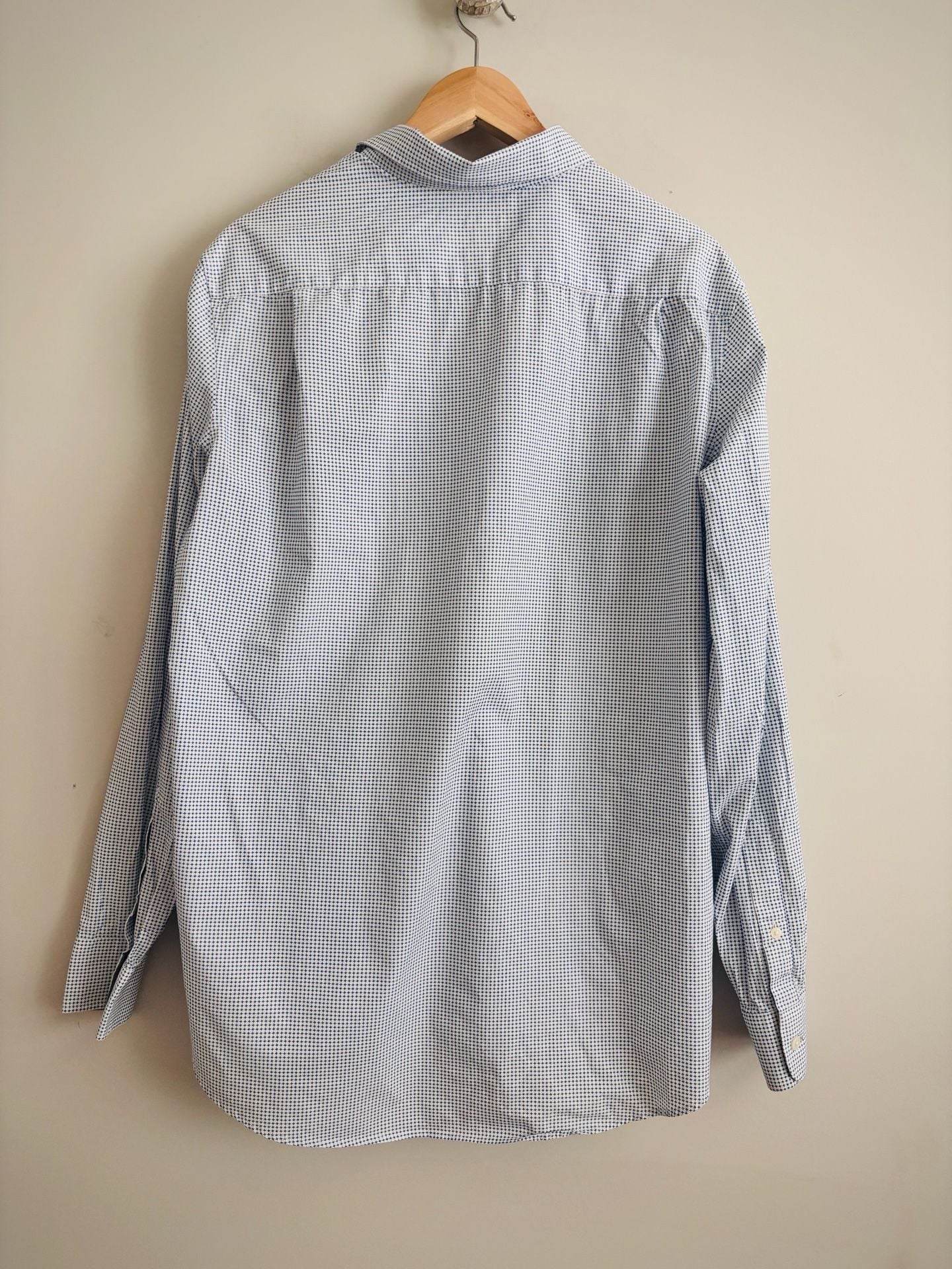 Michael Kors Long Sleeve Button Down Shirt Size L Blue Micro Print-Tailored Fit 8