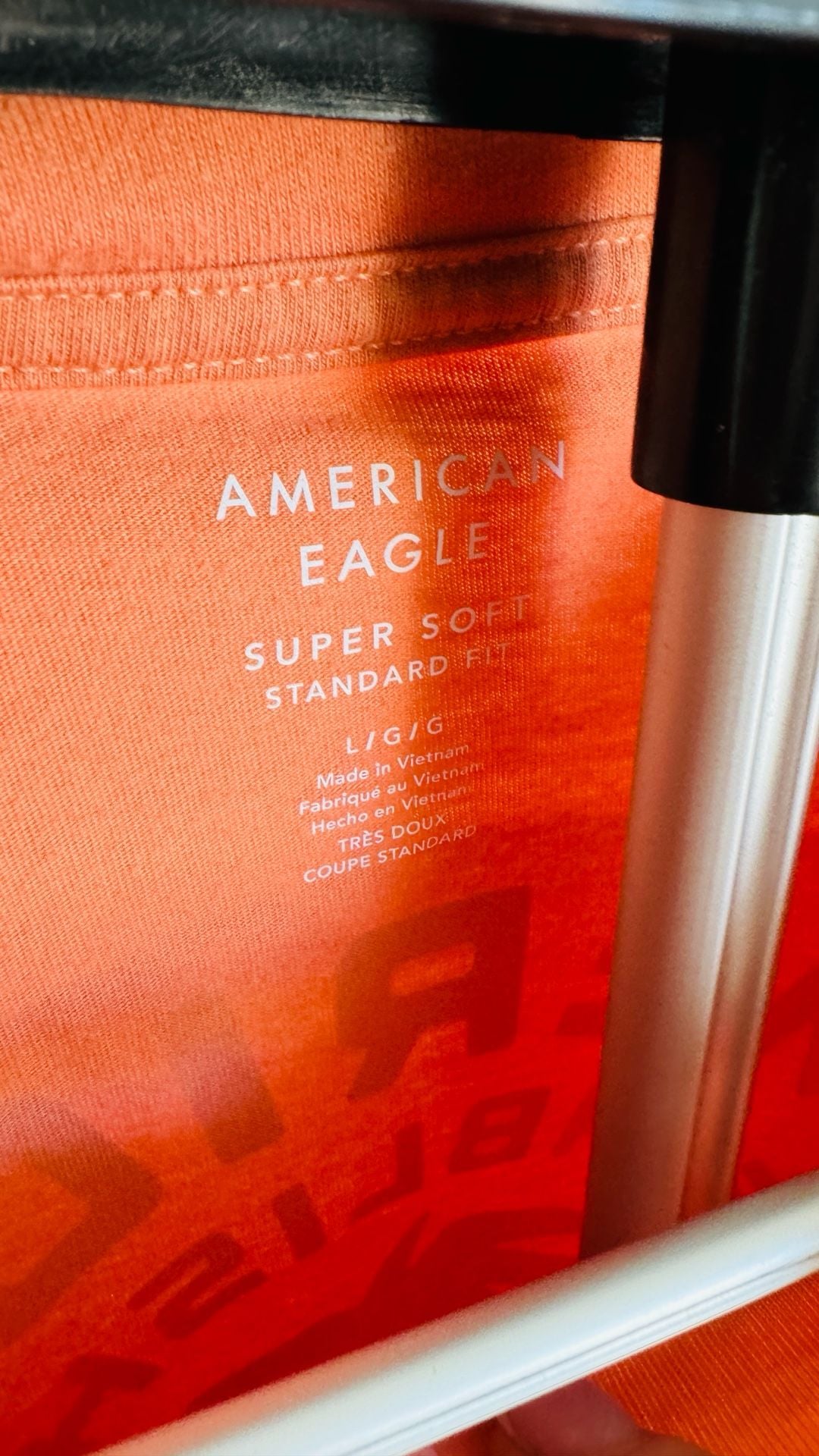 American Eagle Graphic T-Shirt Size L Orange Palm Tree Logo 3