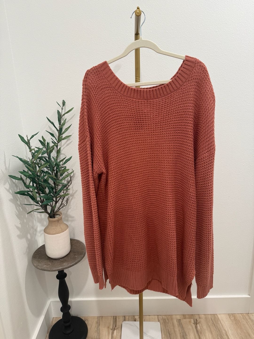 Zenana Premium Long Sleeve Round Neck Sweater Size 3X Dusty Rose 2