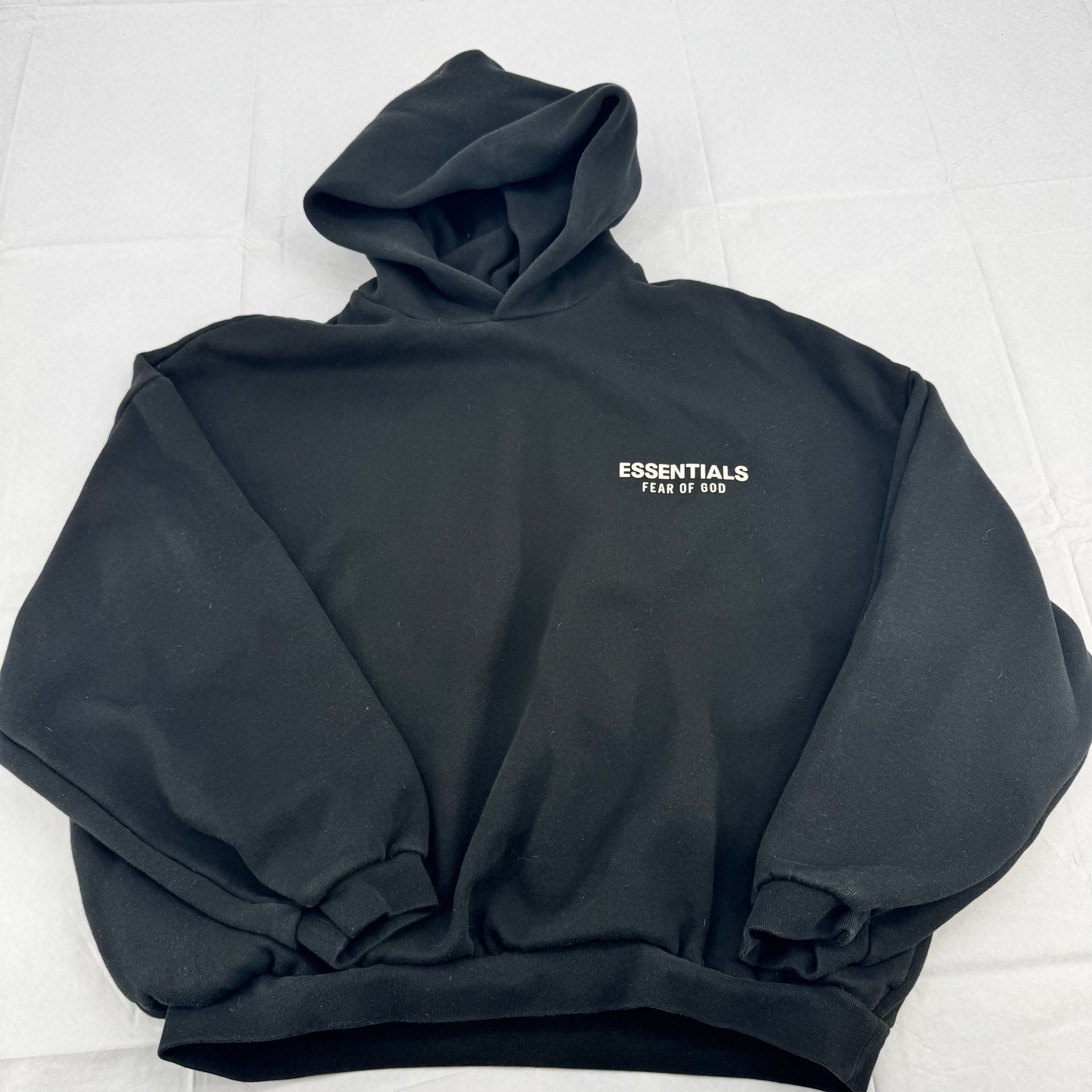 Fear Of God Essentials Hoodie Size M Black Fleece Logo Sweatshirt 2