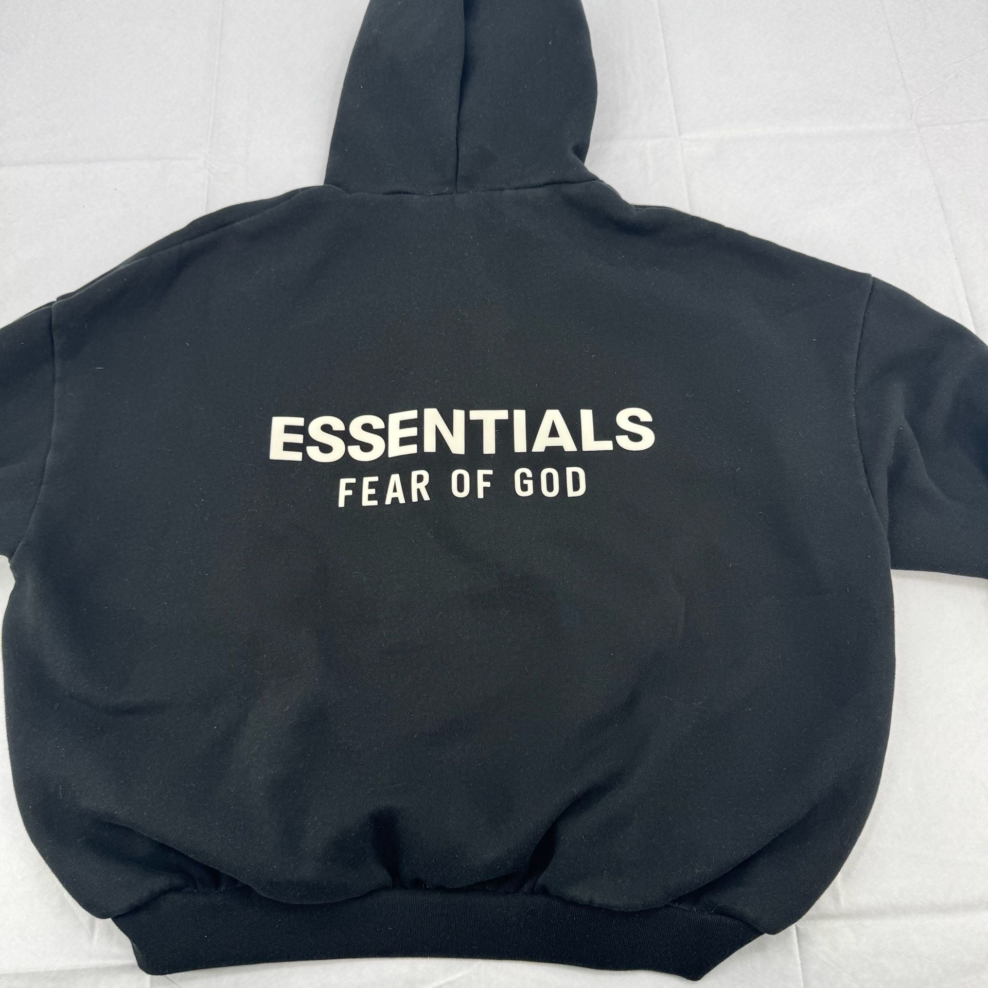 Fear Of God Essentials Hoodie Size M Black Fleece Logo Sweatshirt 6