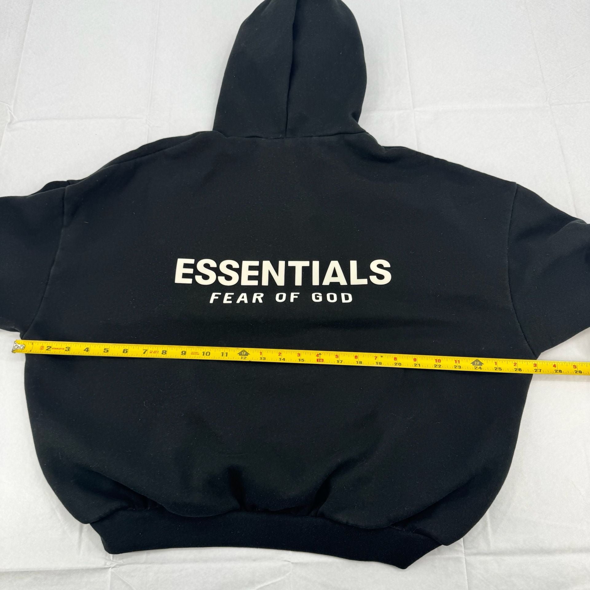 Fear Of God Essentials Hoodie Size M Black Fleece Logo Sweatshirt 7