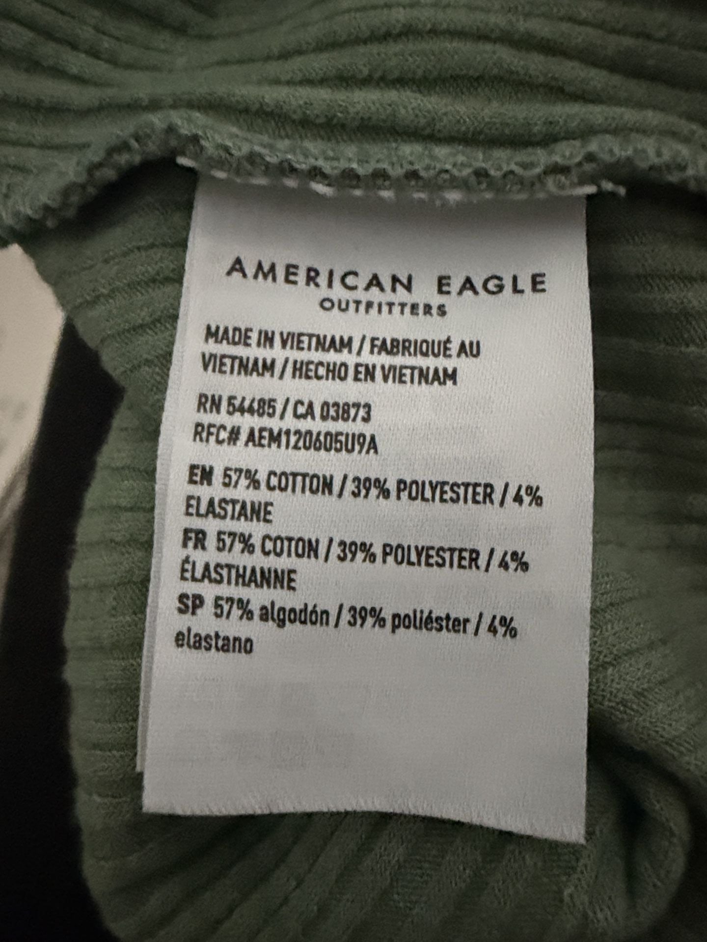 American Eagle Ribbed Top Size S Green Cotton Blend 3