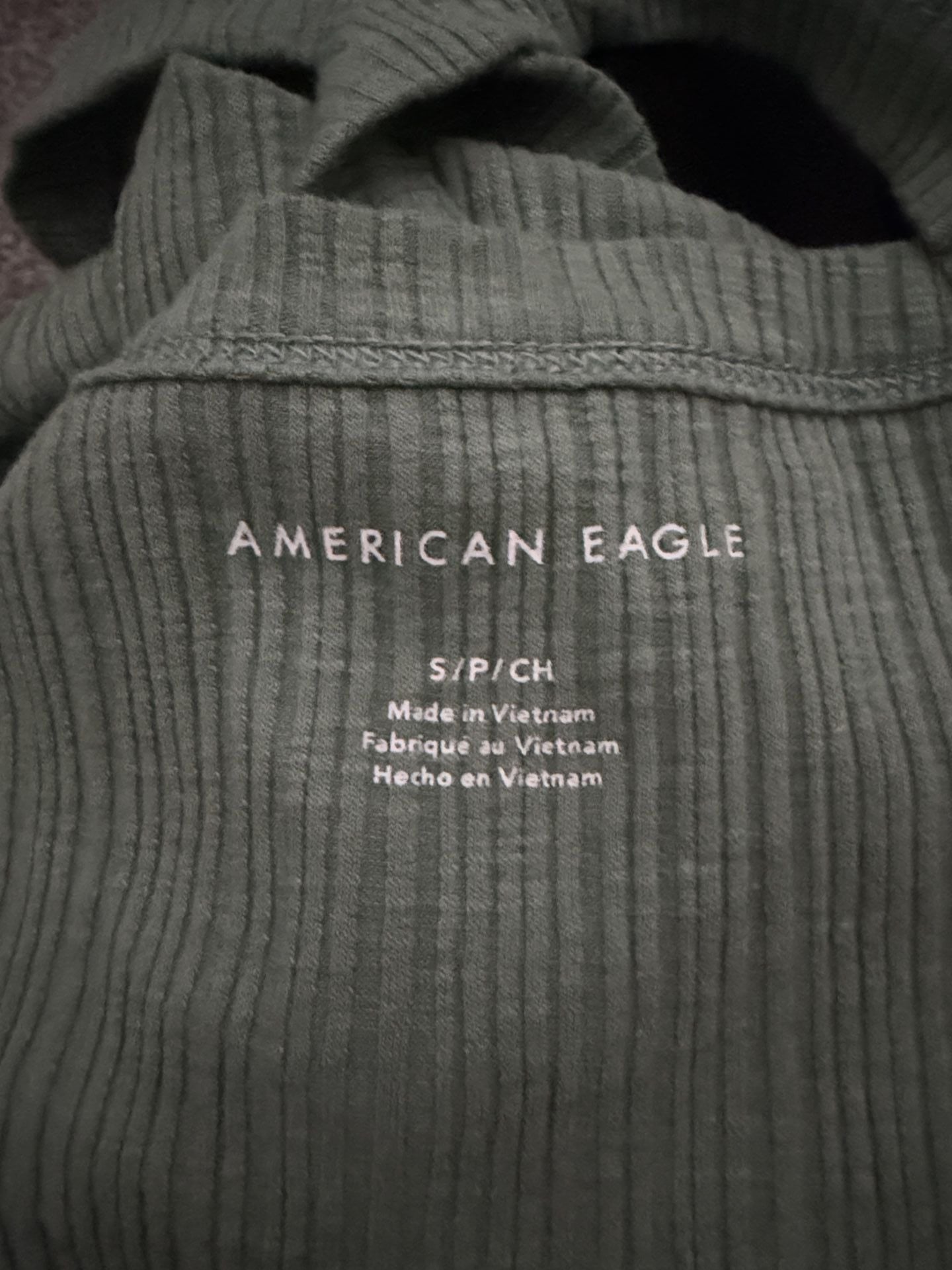 American Eagle Ribbed Top Size S Green Cotton Blend 4