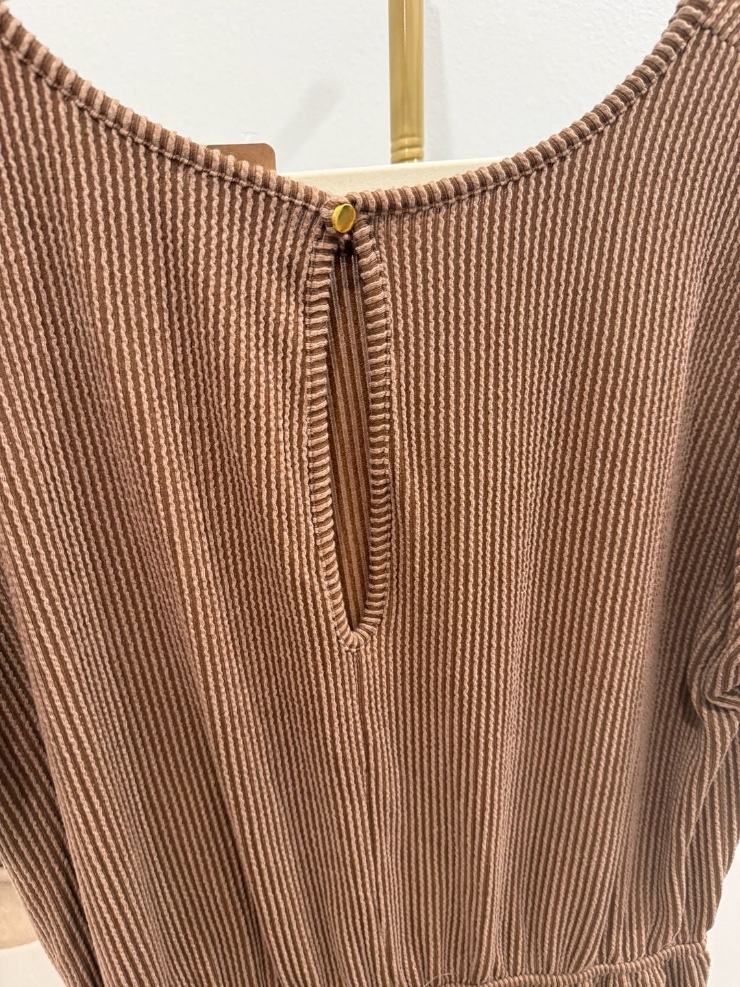 Heimish USA Romper Size 3X Brown Ribbed Short Sleeve Drawstring Waist 5