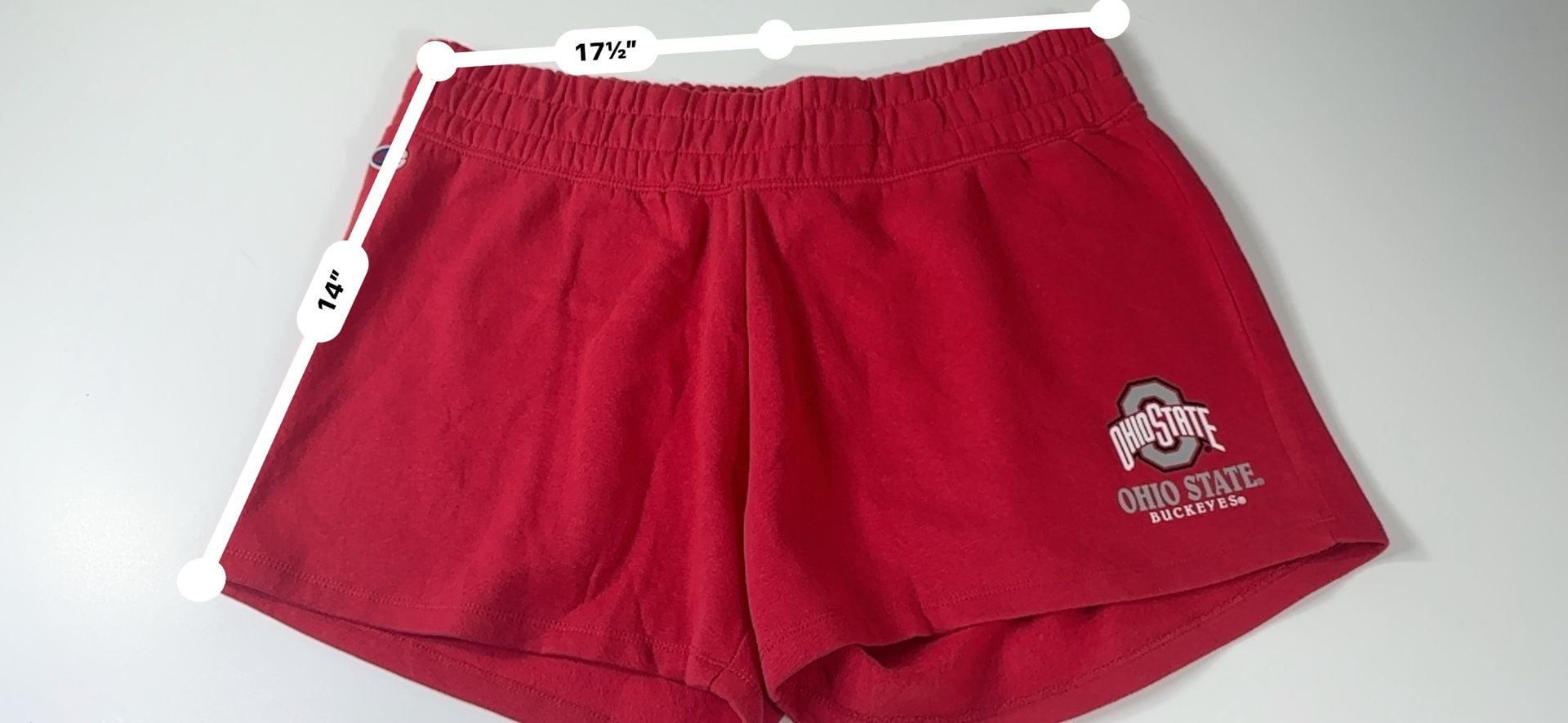 Champion Ohio State Buckeyes Shorts Size X-Large Red Fleece 9
