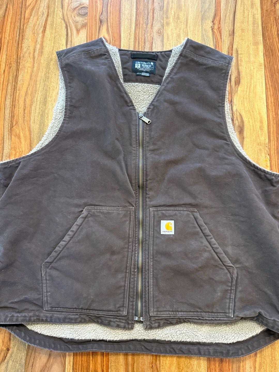 Carhartt Sherpa Lined Vest Size 2XL Tall Brown Duck Canvas 2