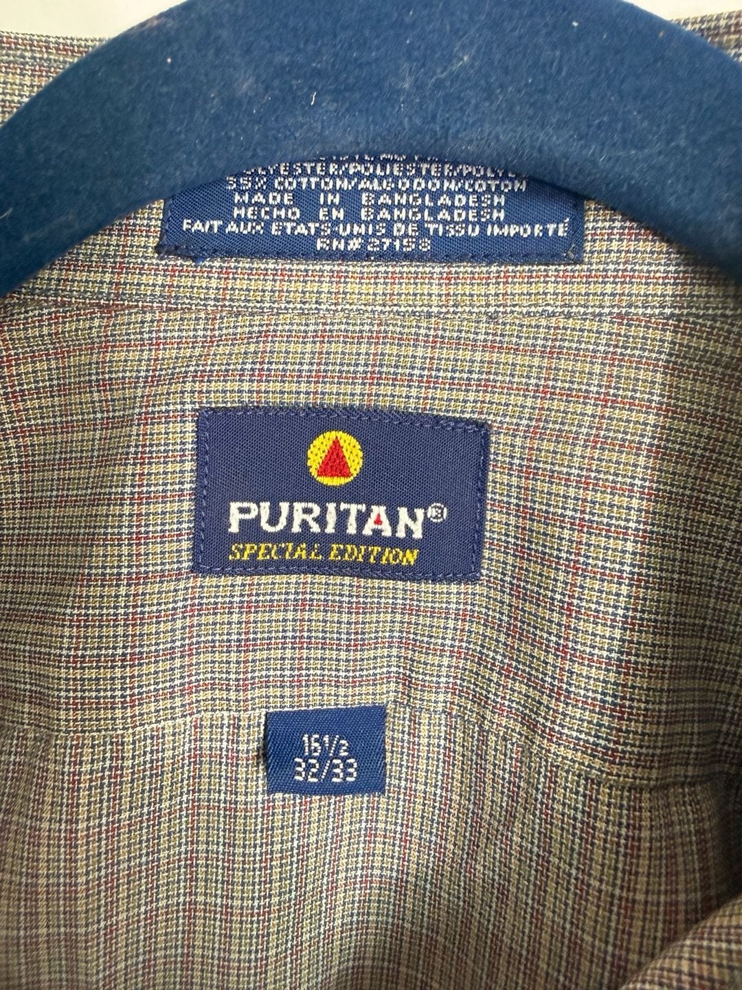 Puritan Special Edition Dress Shirt Size 16.5 32/33 Plaid Long Sleeve 7