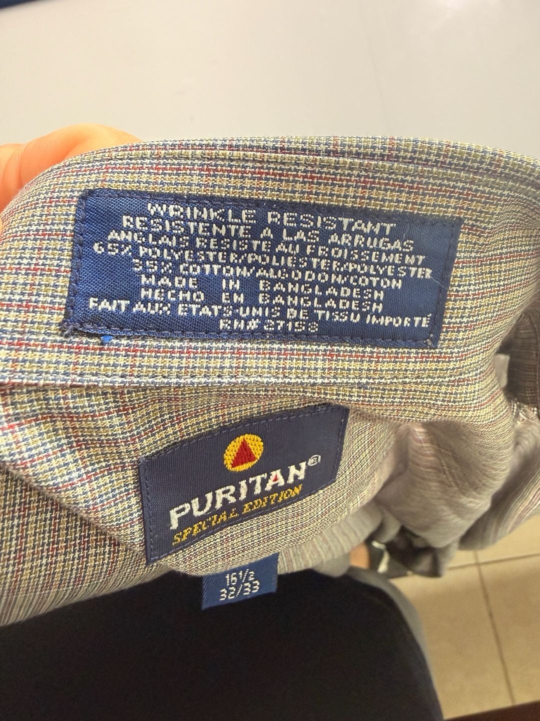 Puritan Special Edition Dress Shirt Size 16.5 32/33 Plaid Long Sleeve 8