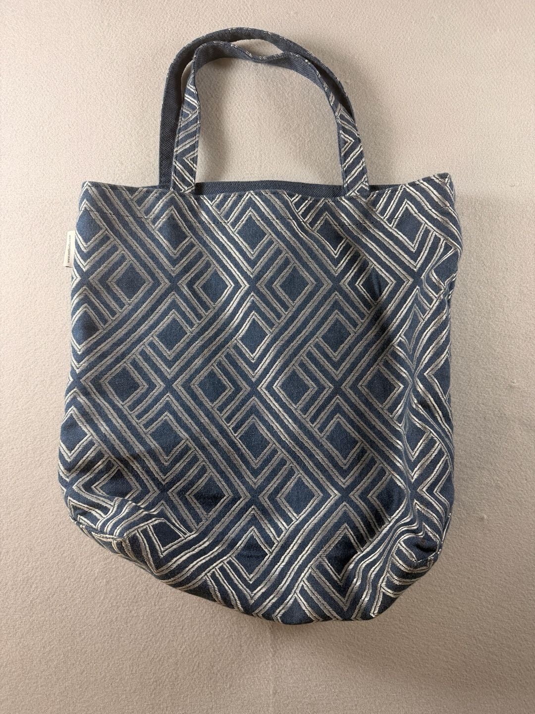 Sunbrella Geometric Jacquard Tote Bag Blue Silver 1