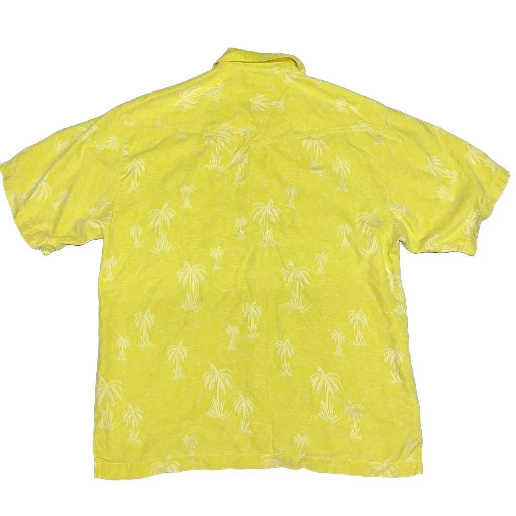 Tommy Bahama Silk Palm Tree Hawaiian Shirt Size M Yellow Mens Button down 3