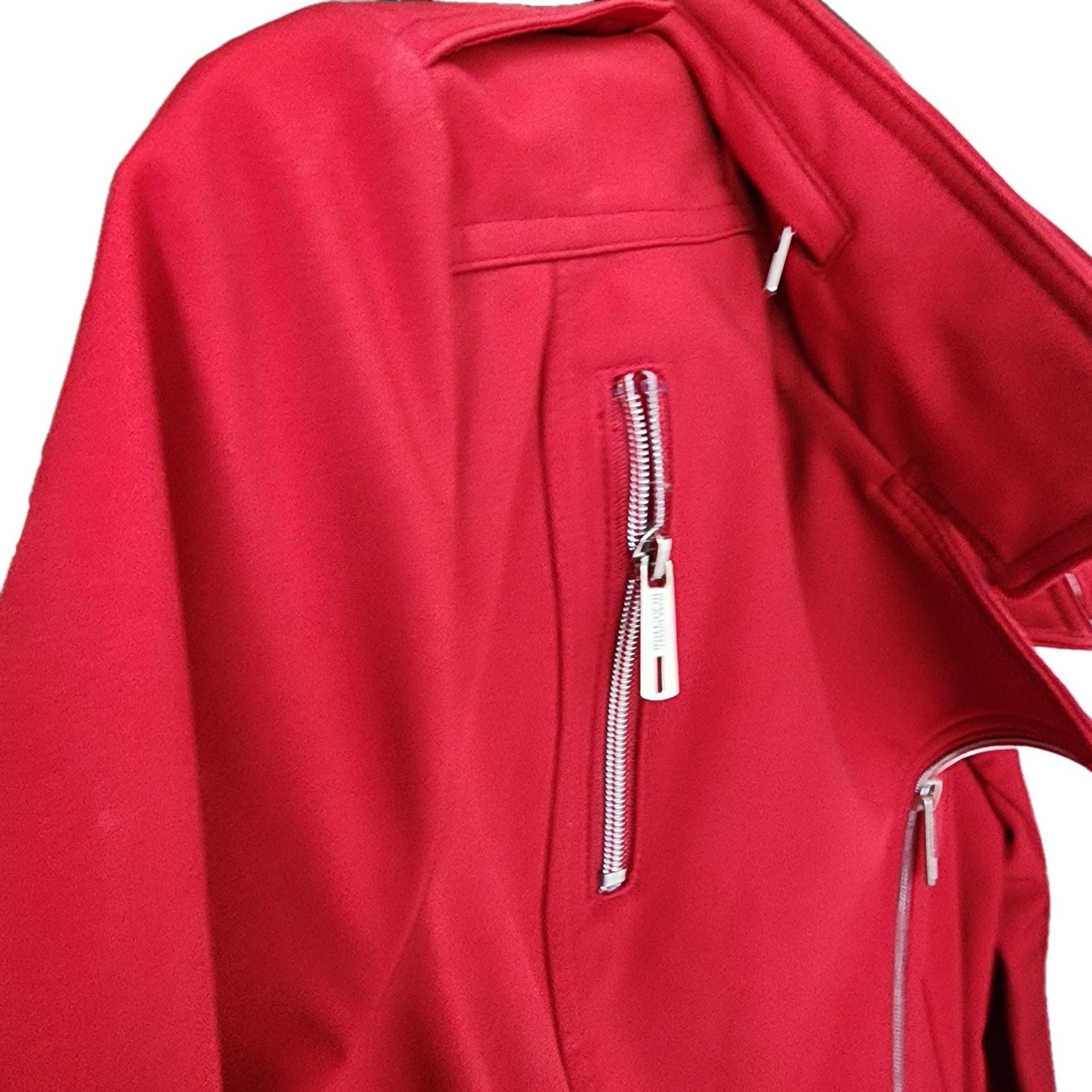 Kenneth Cole Reaction Red Asymmetrical Belted Trench Coat 5