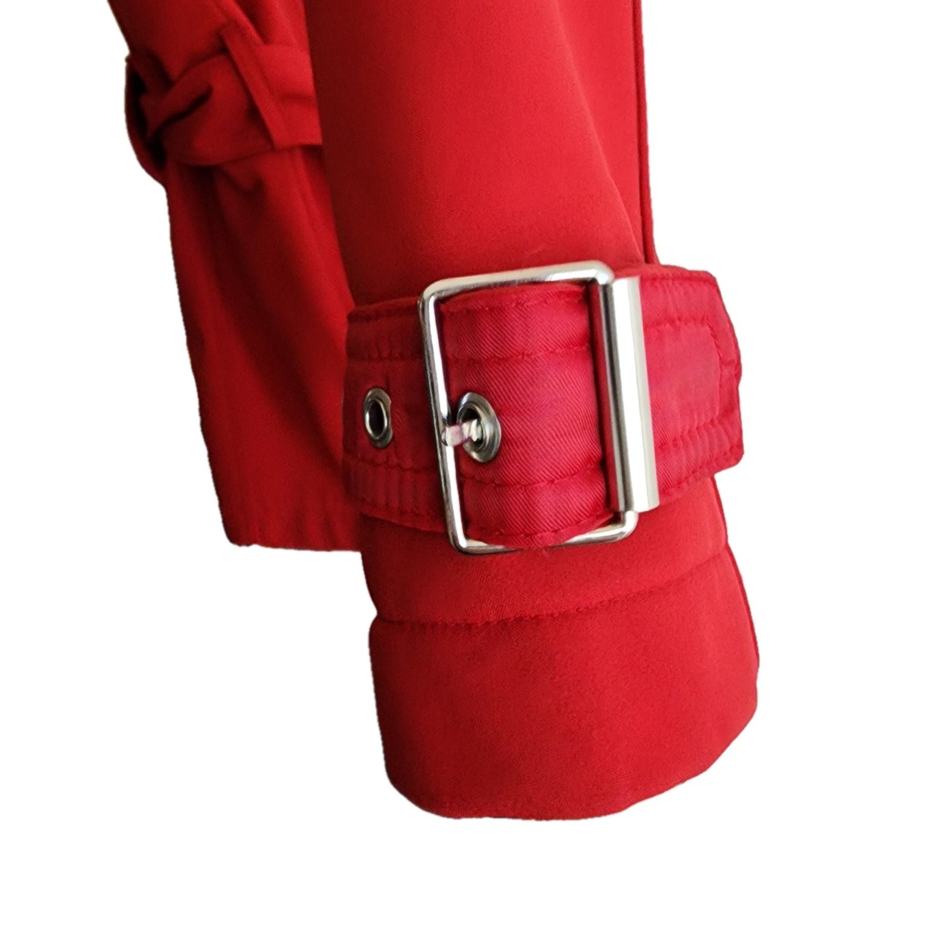 Kenneth Cole Reaction Red Asymmetrical Belted Trench Coat 6