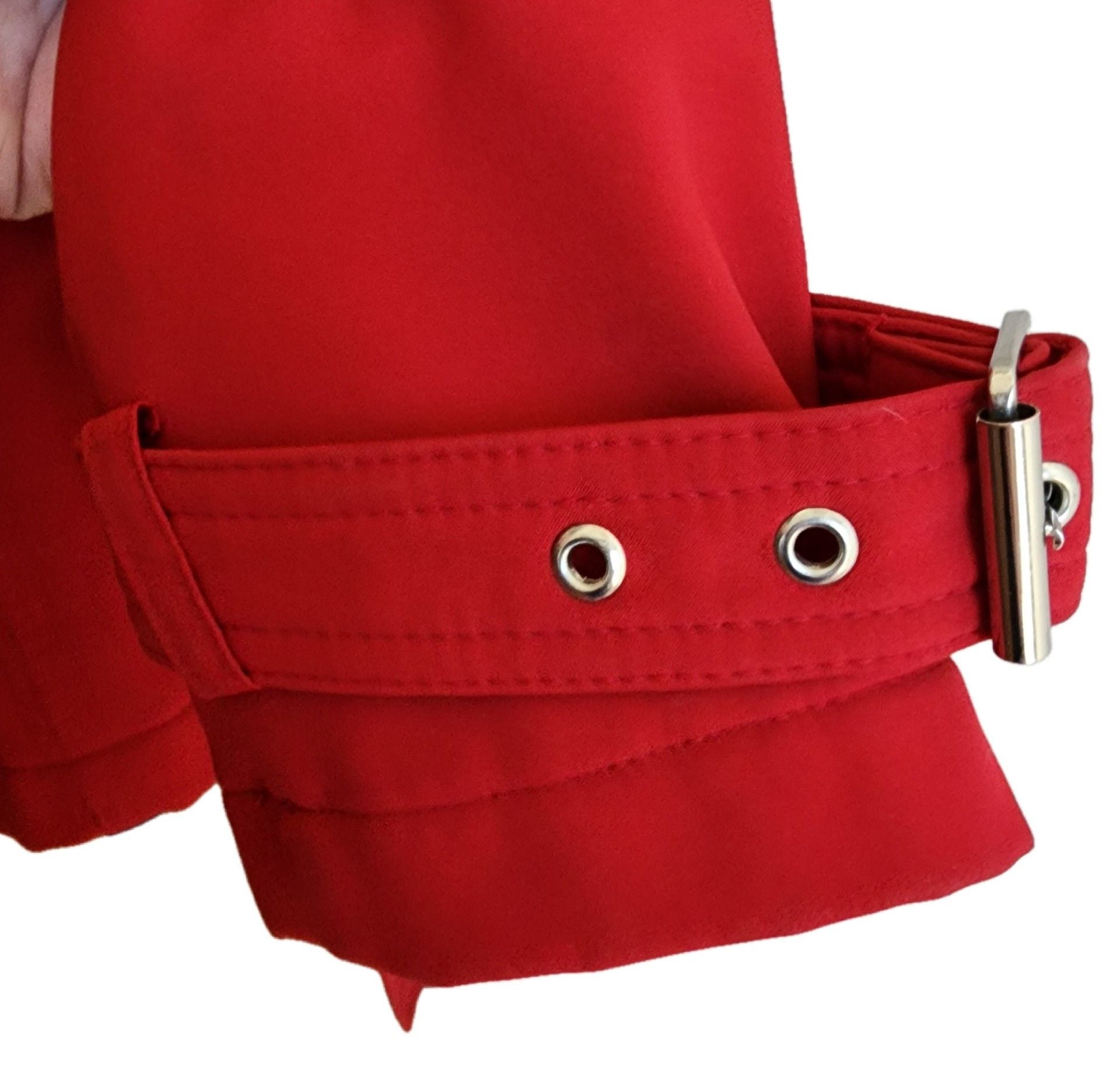 Kenneth Cole Reaction Red Asymmetrical Belted Trench Coat 7