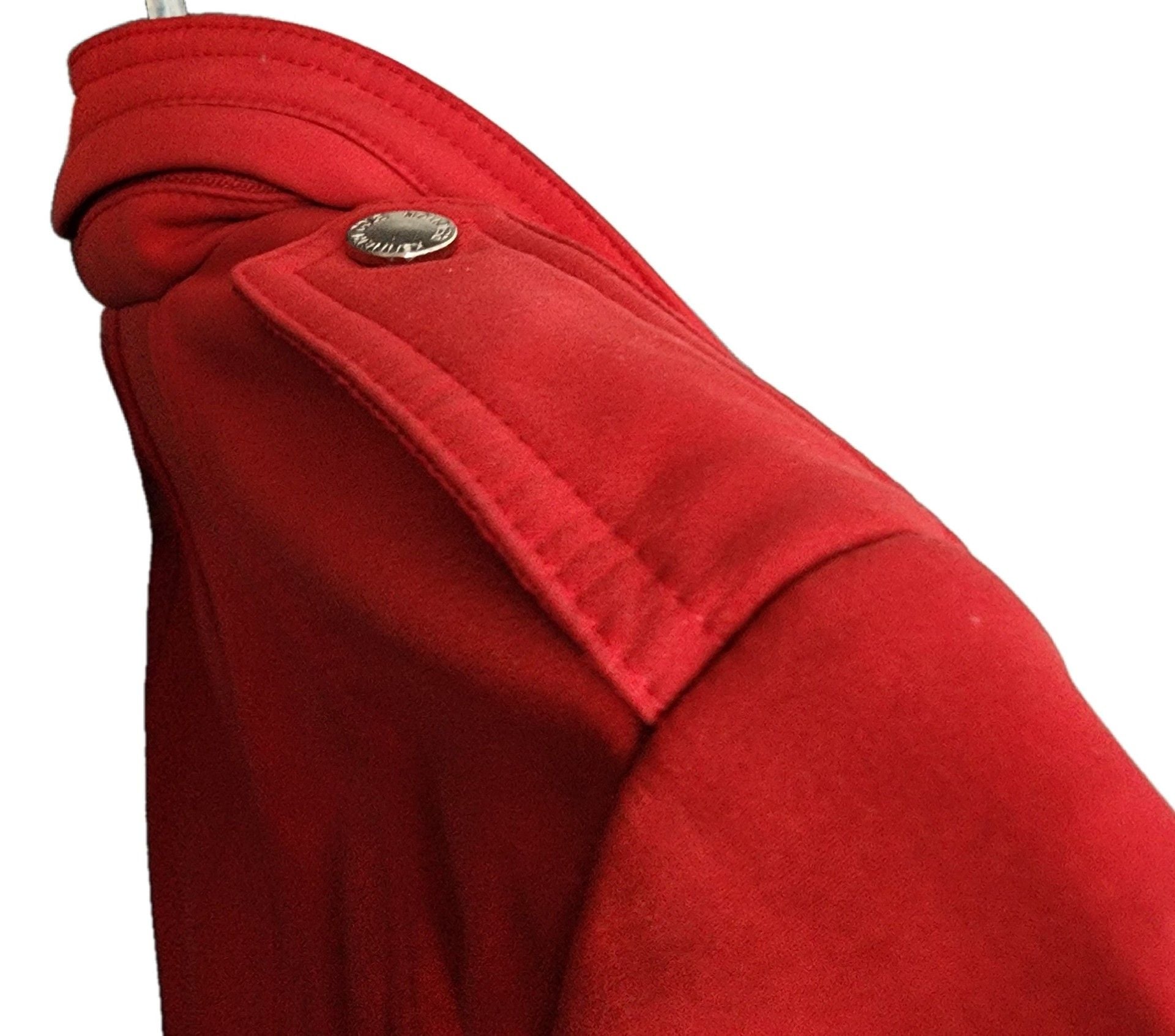 Kenneth Cole Reaction Red Asymmetrical Belted Trench Coat 8