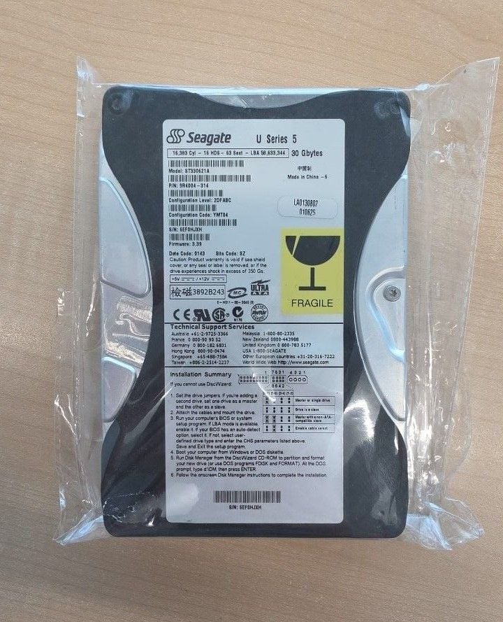 Seagate ST330211A U Series 5 30GB IDE 3.5" Hard Drive 1