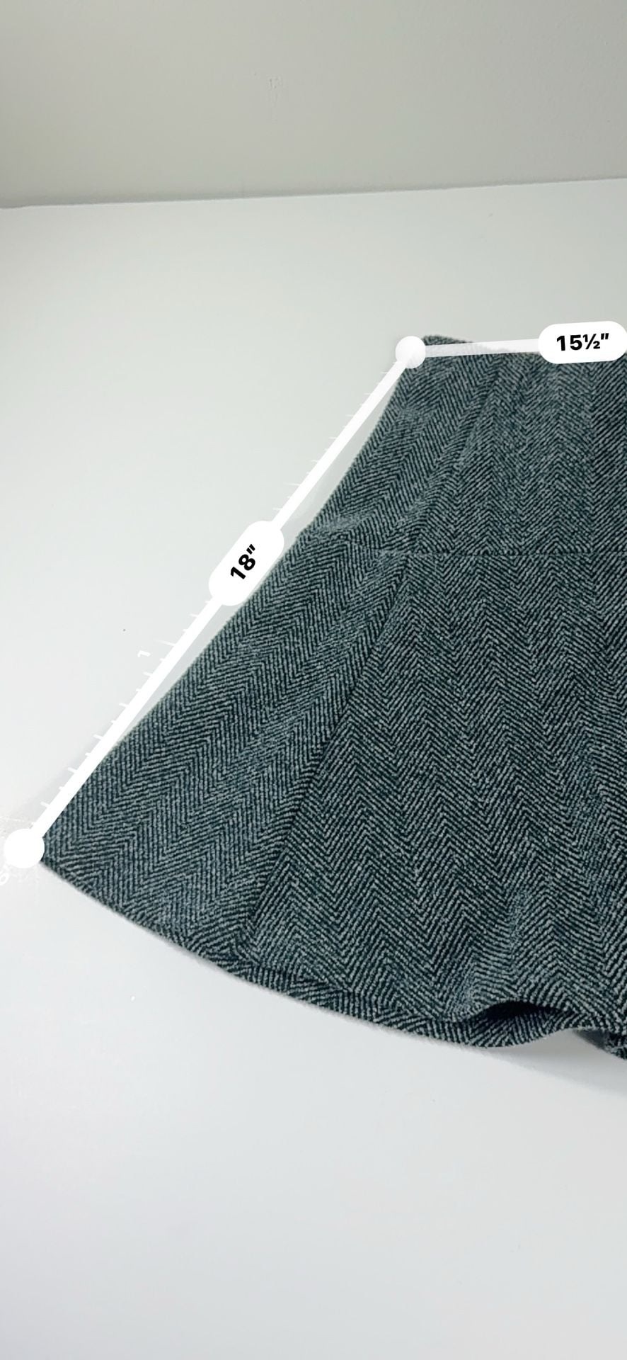 LOFT Tweed Skater Skirt Gray Herringbone 7