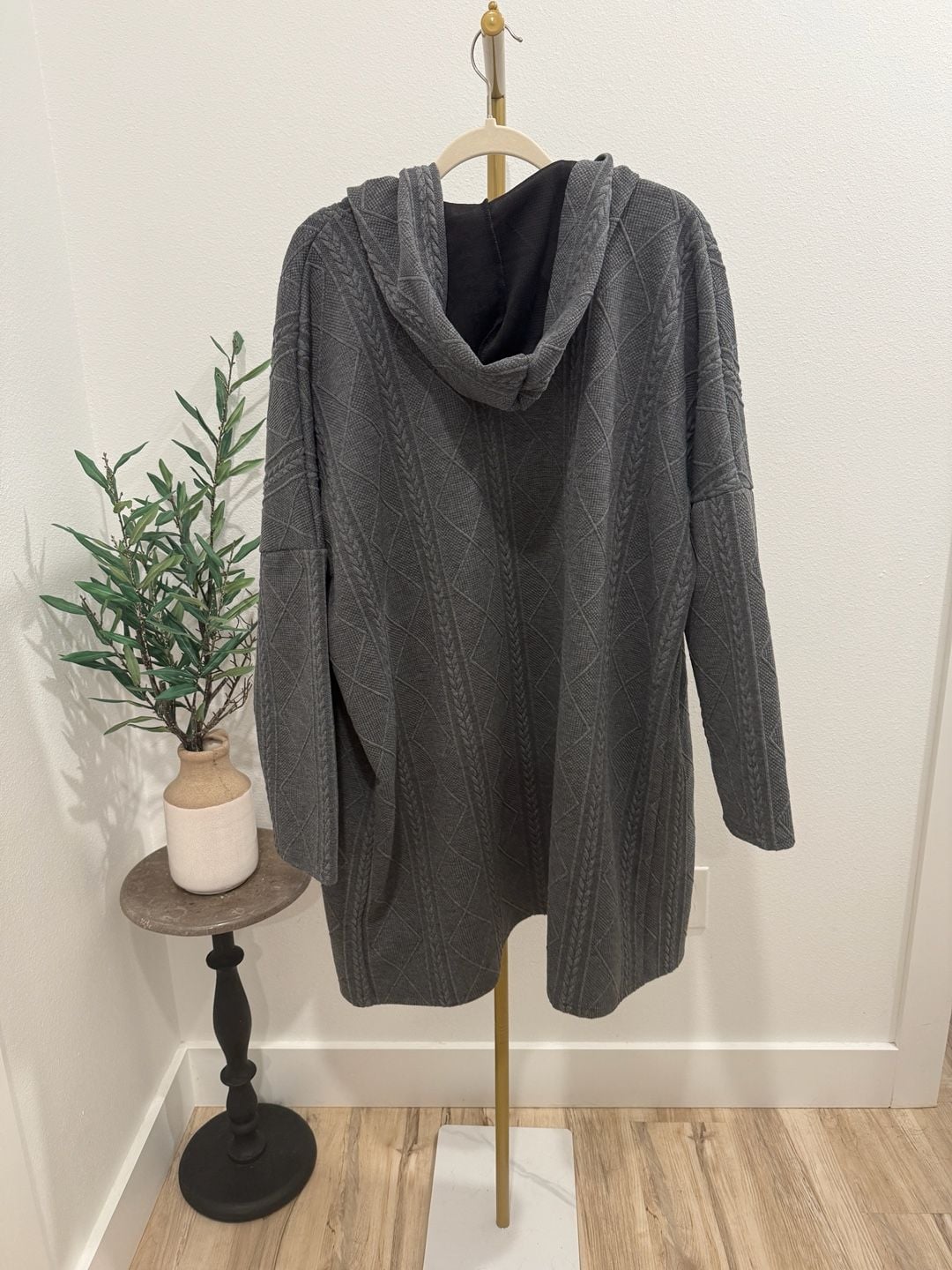 Gray Cable Knit Duster Cardigan 3