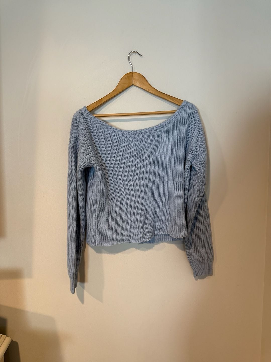 Missguided Ribbed Crop Sweater Size S/M Blue Boat Neck 4