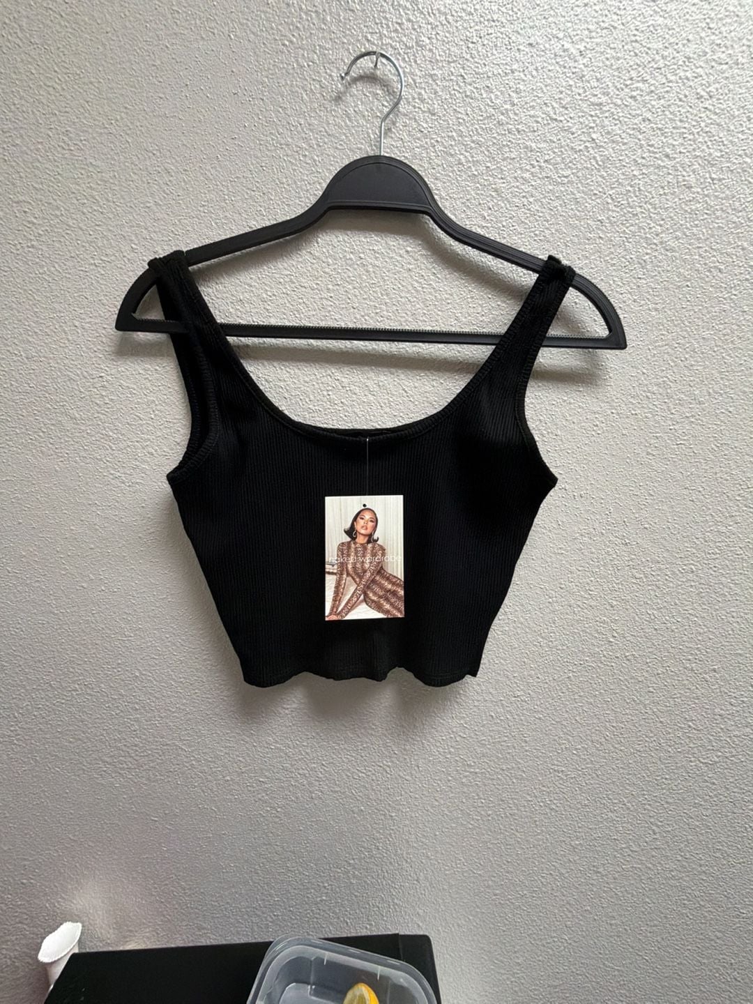 Naked Wardrobe Ribbed Crop Tank Top Black 2