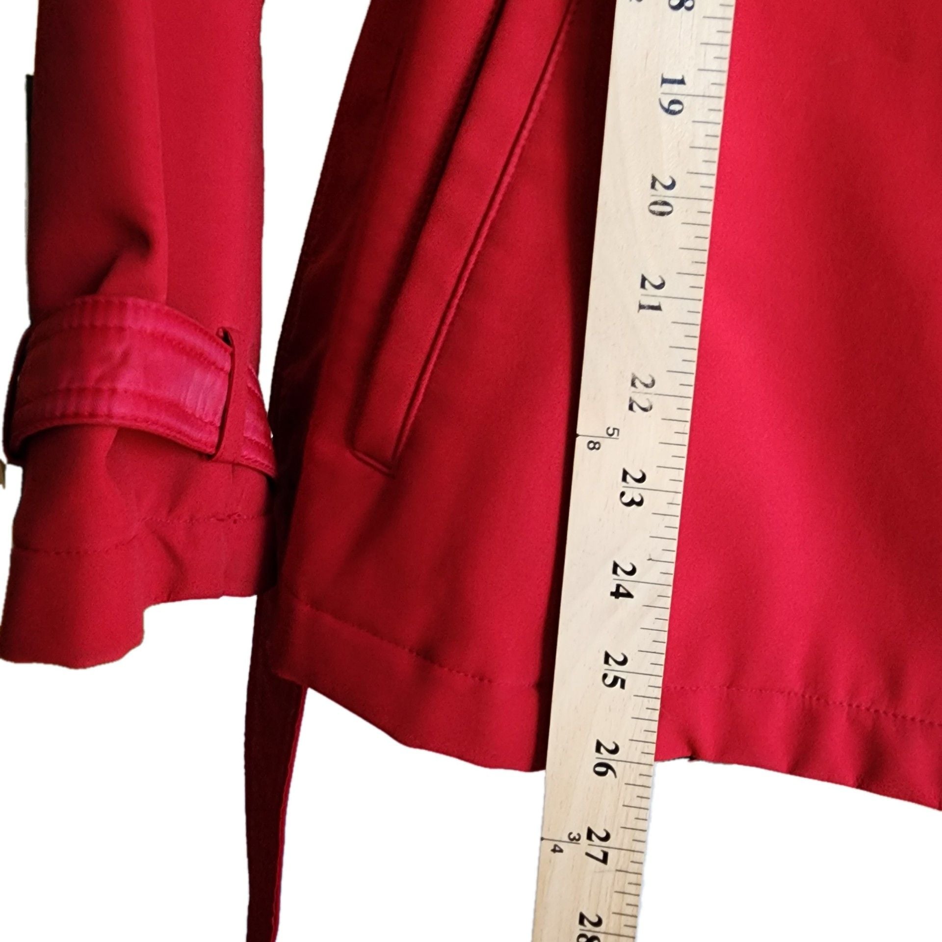 Kenneth Cole Reaction Red Asymmetrical Belted Trench Coat 9