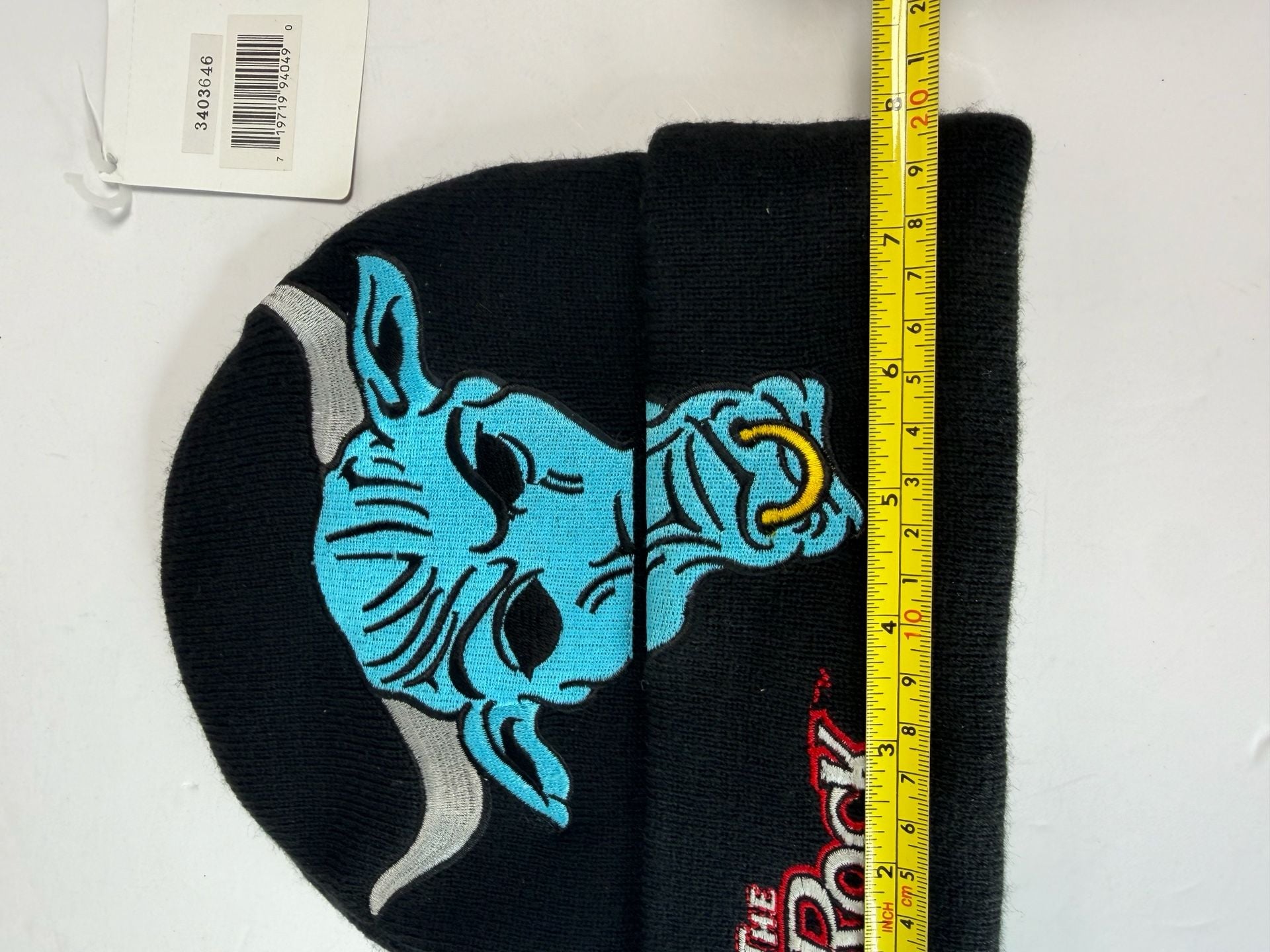 WWF The Rock The People's Champ Beanie Black Knit Hat 2001 Vintage New 7