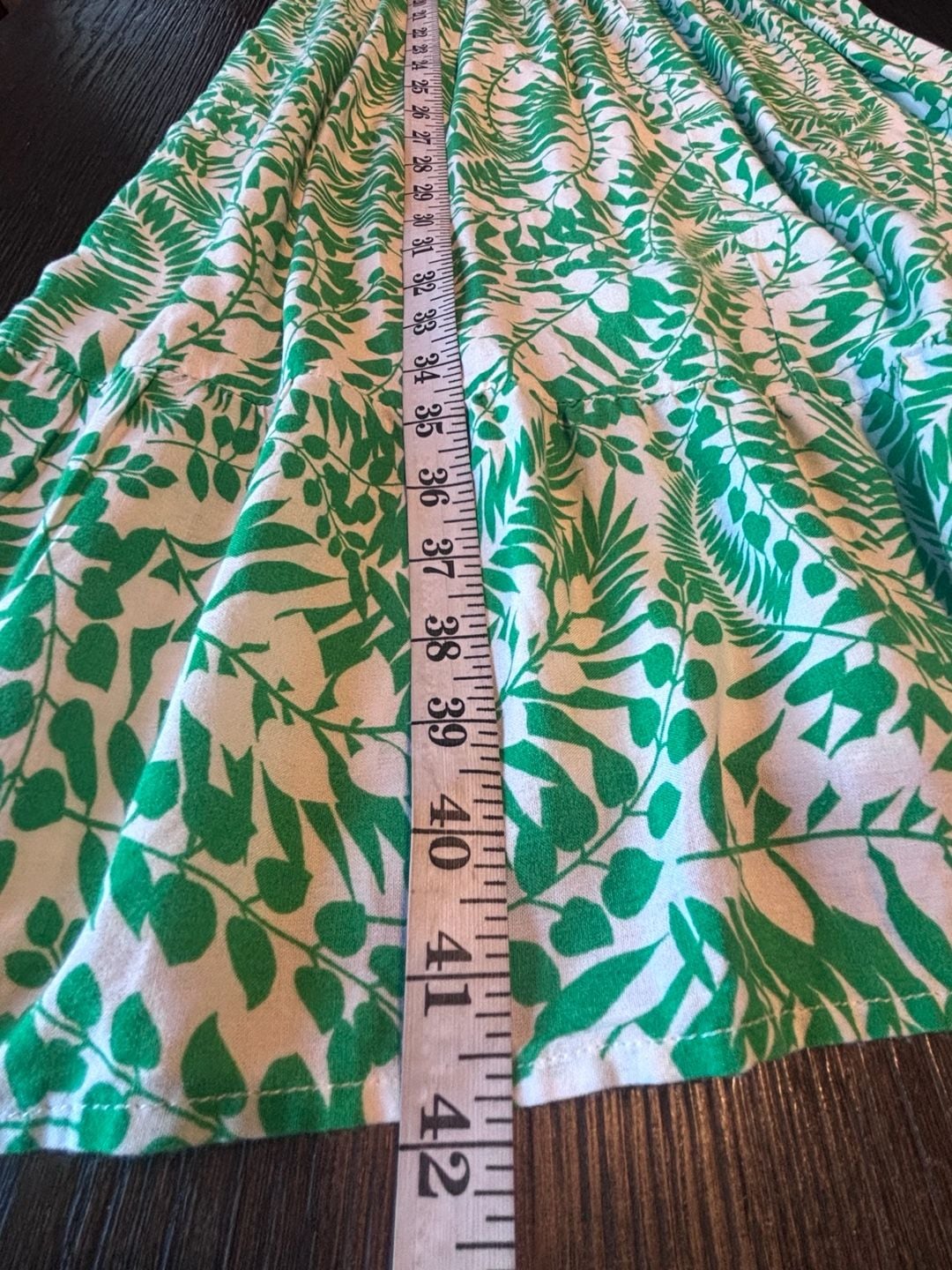Luxology Green White Leaf Print Smocked Midi Dress 11